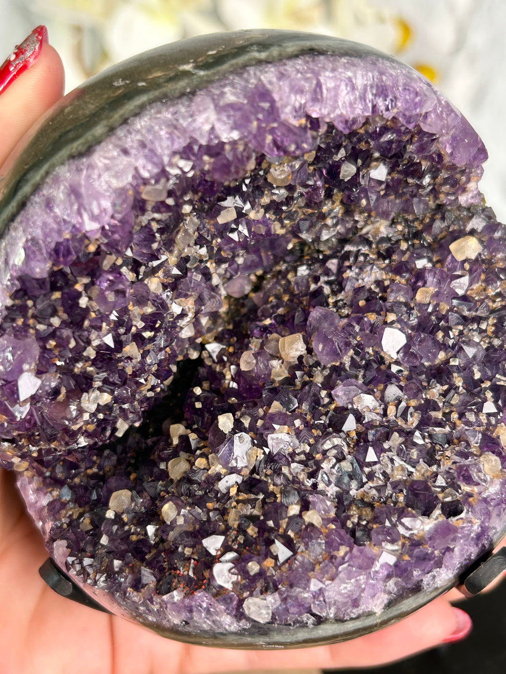 Large Uruguayan Sphere with speckled Calcite