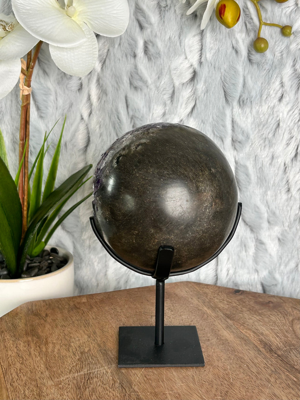 Uruguayan Amethyst Sphere with Calcite