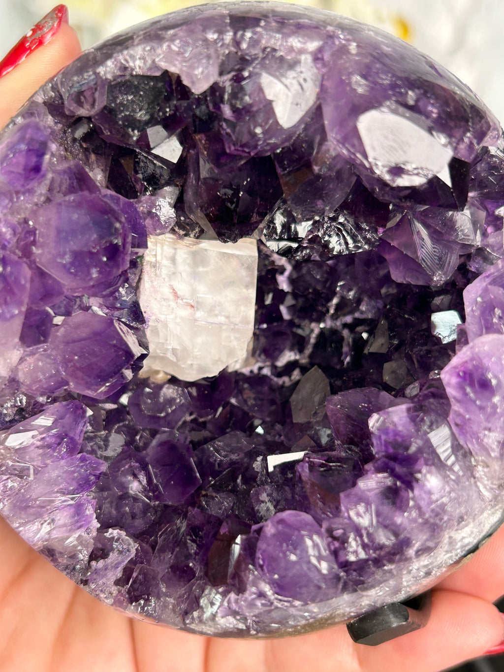 Uruguayan Amethyst Sphere with Calcite