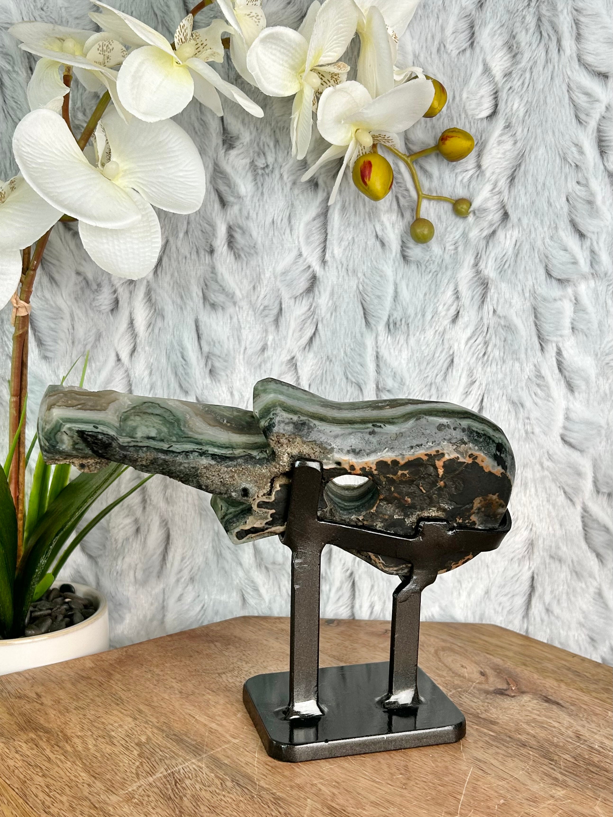 Uruguayan Amethyst Agate Guitar on stand