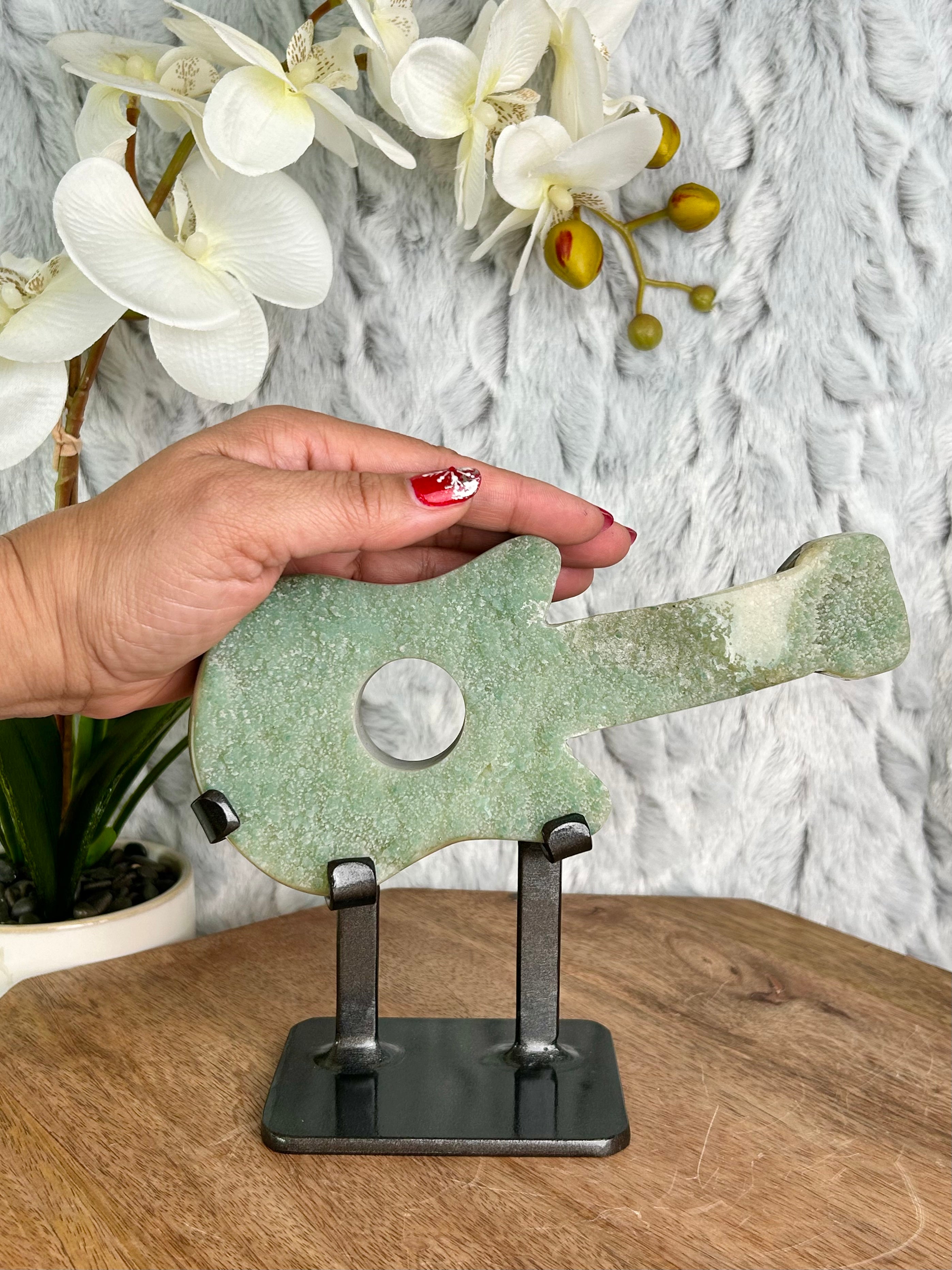 Uruguayan Rainbow Amethyst Guitar Carving