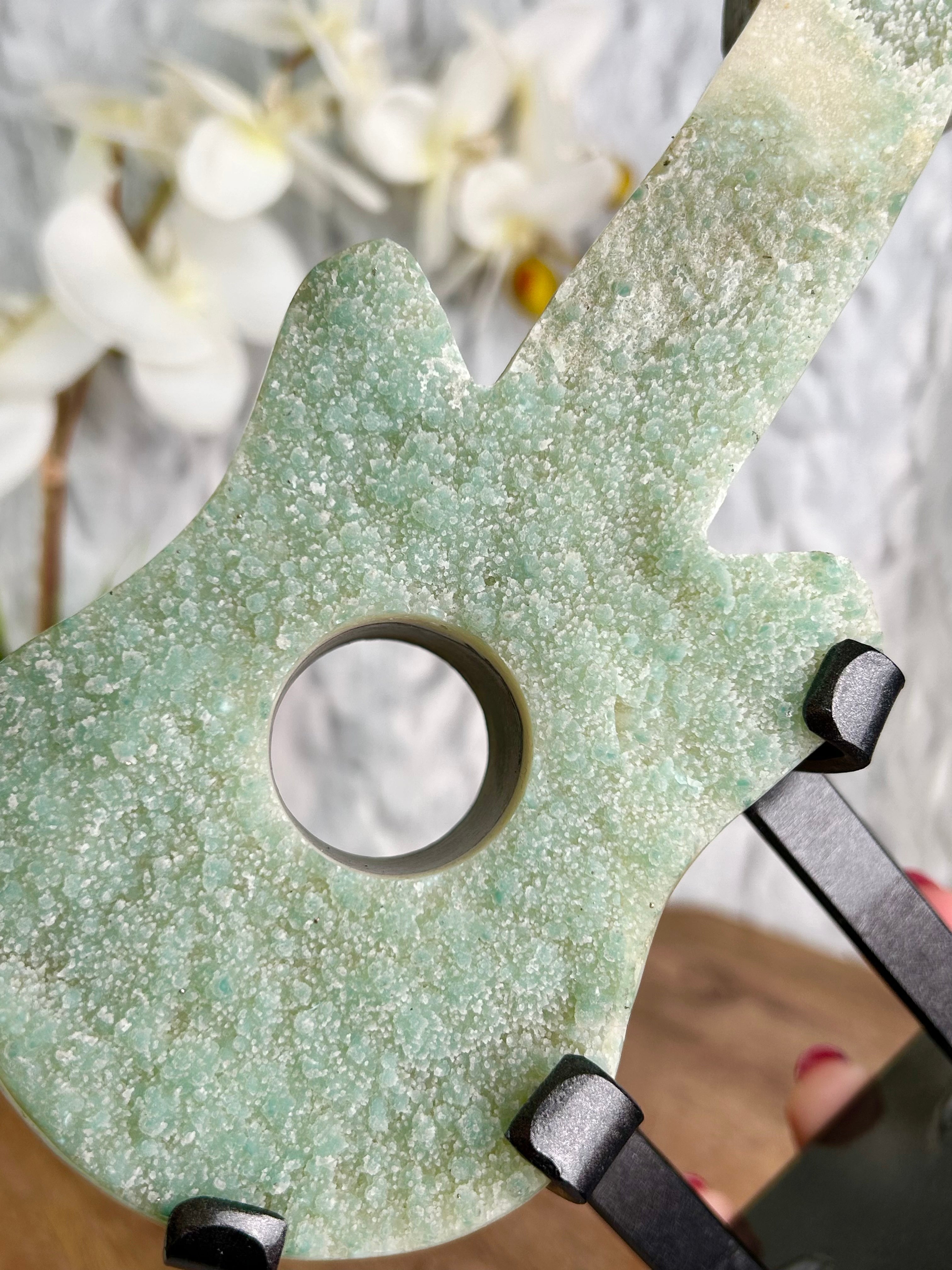 Uruguayan Rainbow Amethyst Guitar Carving