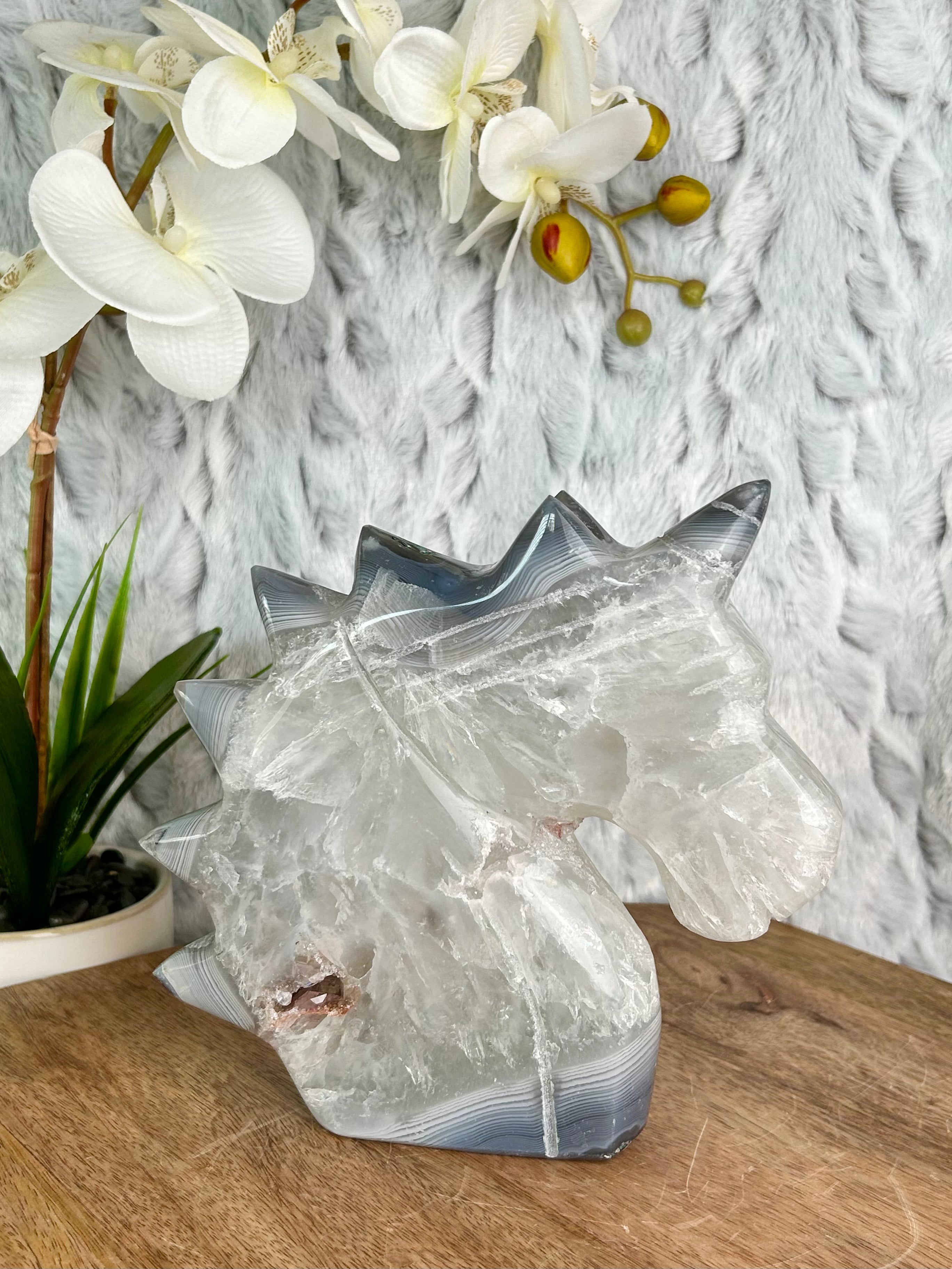 Large Agate Unicorn Carving