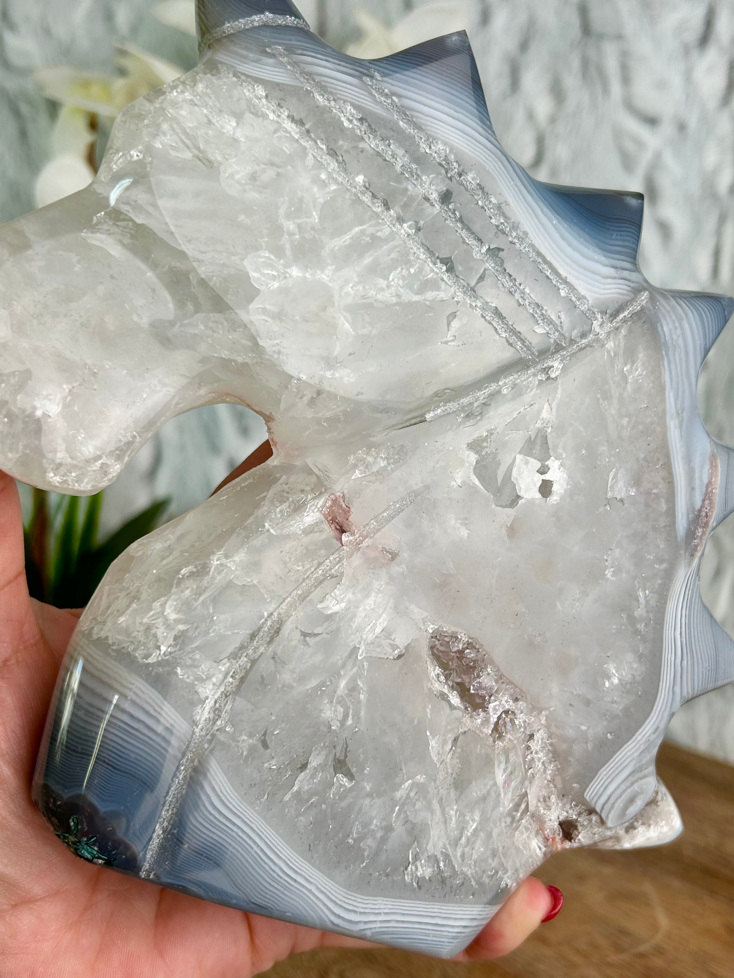 Large Agate Unicorn Carving