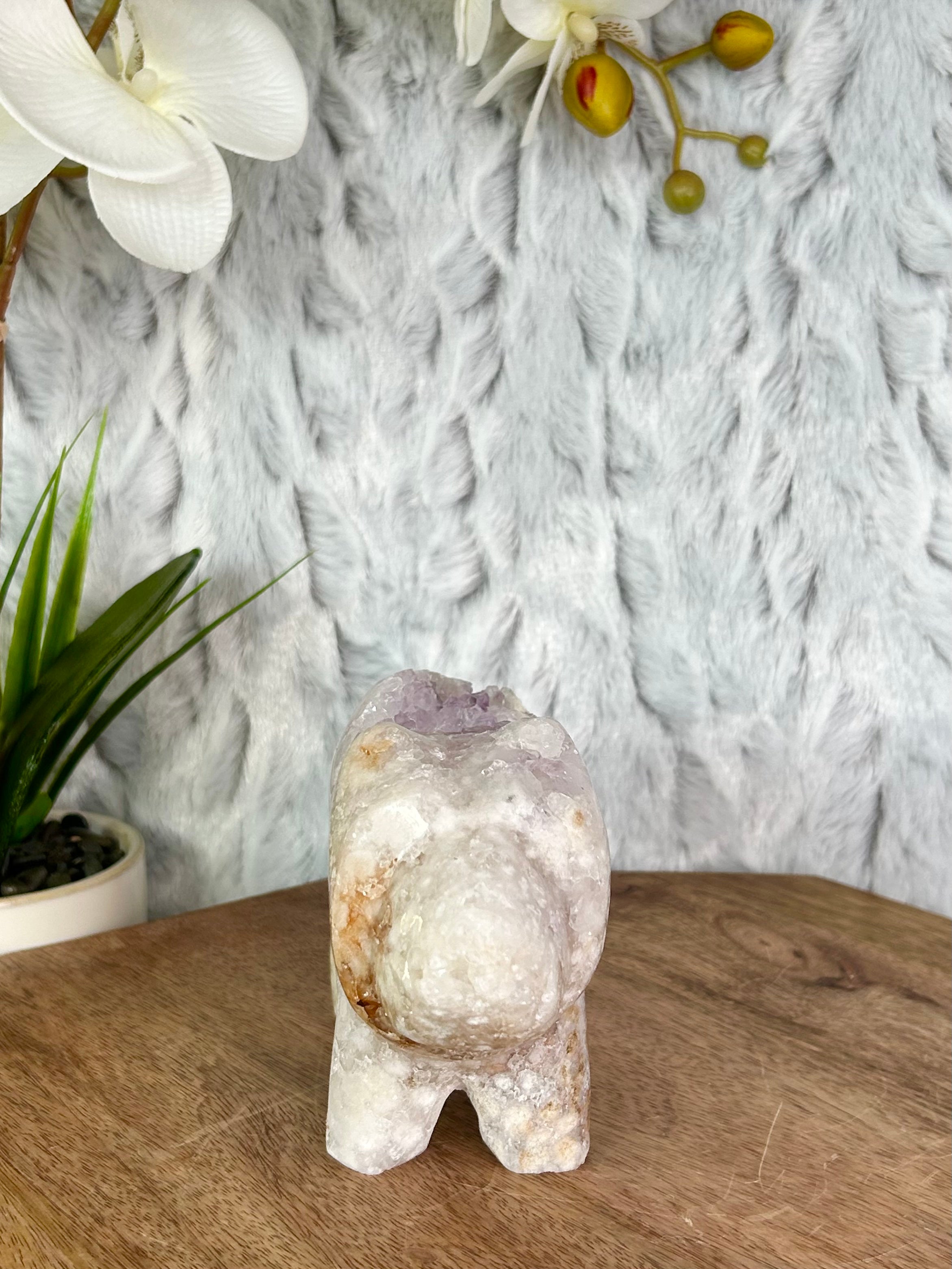 Pink Amethyst Bear Carving