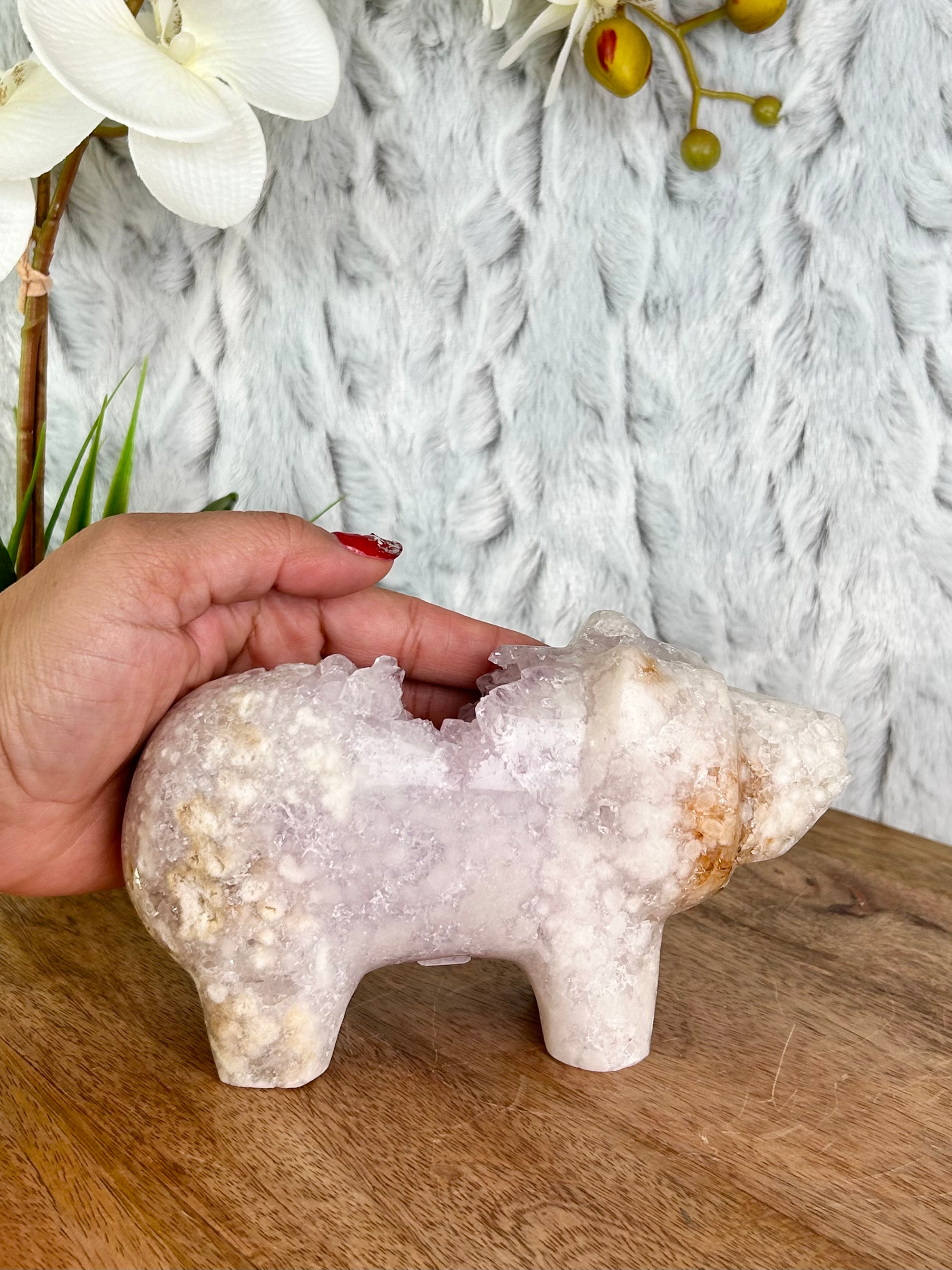 Pink Amethyst Bear Carving