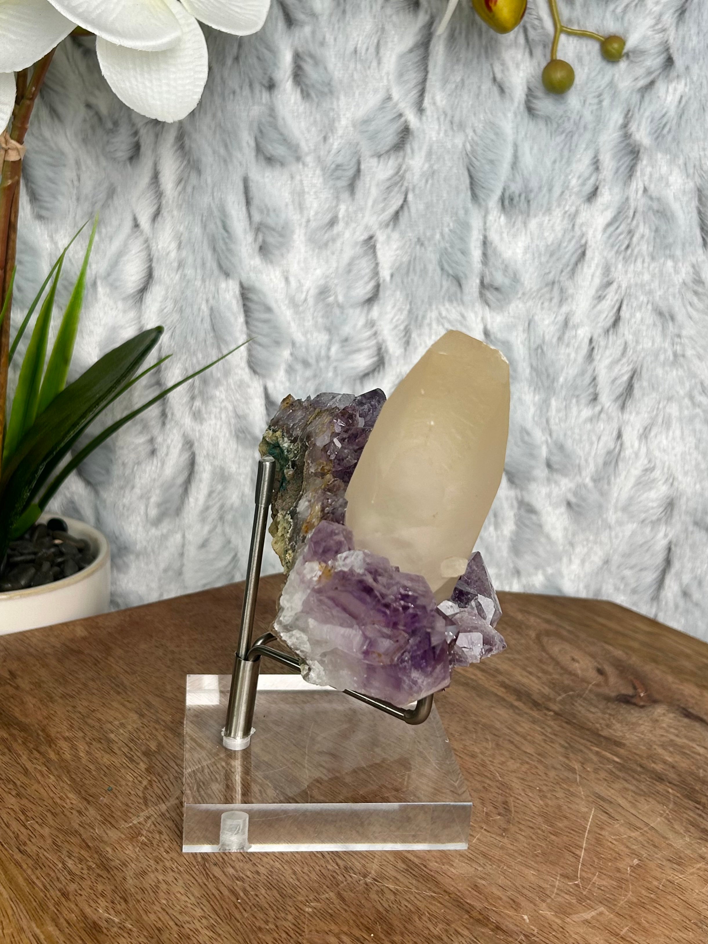 Amethyst Cluster with Large Calcite