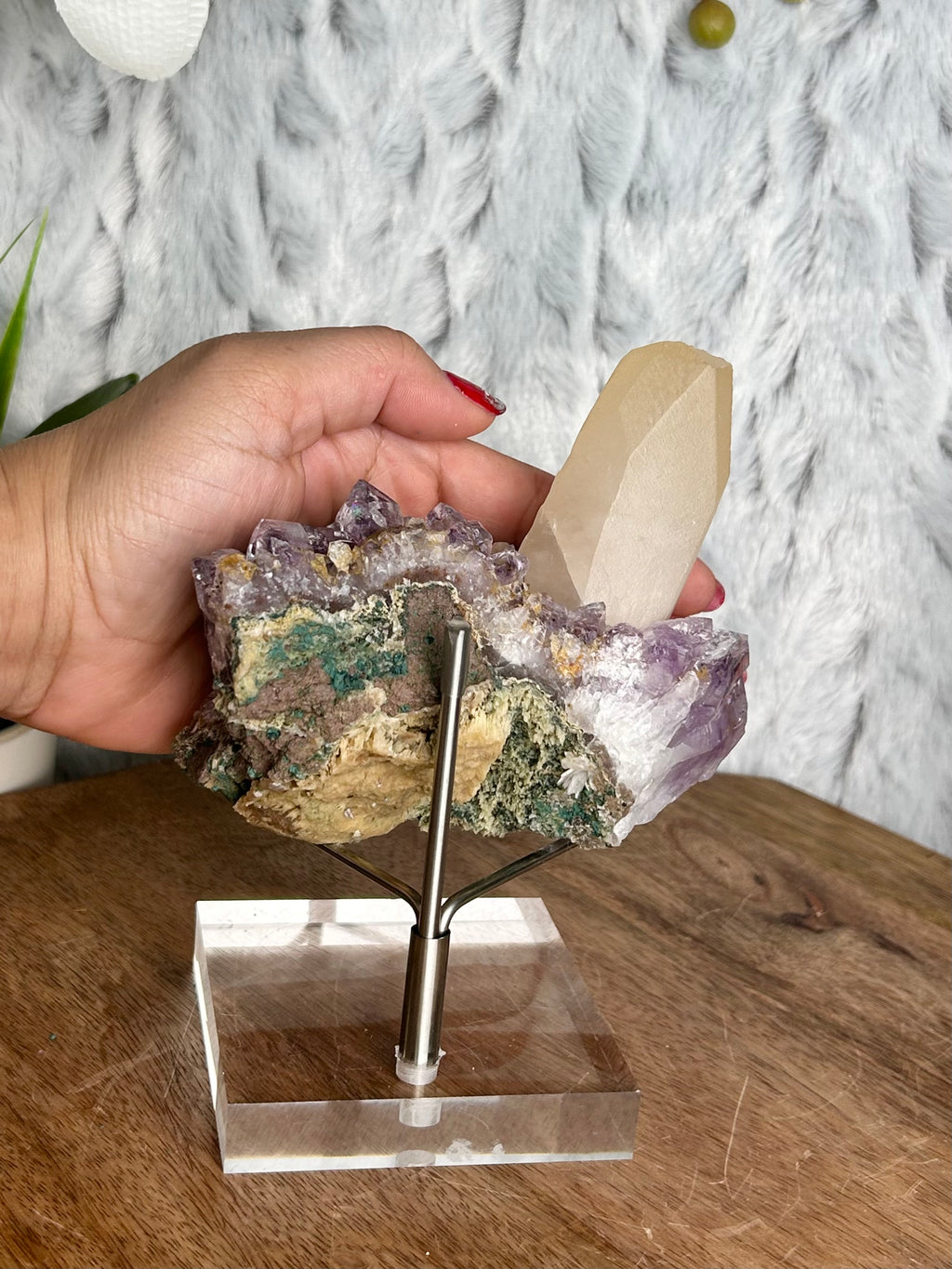 Amethyst Cluster with Large Calcite
