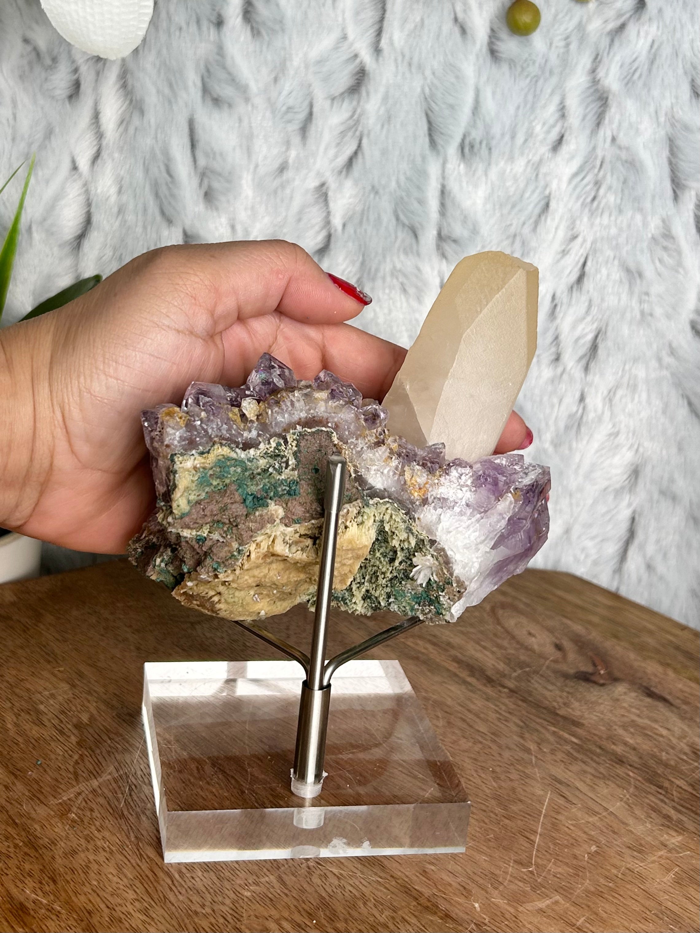 Amethyst Cluster with Large Calcite