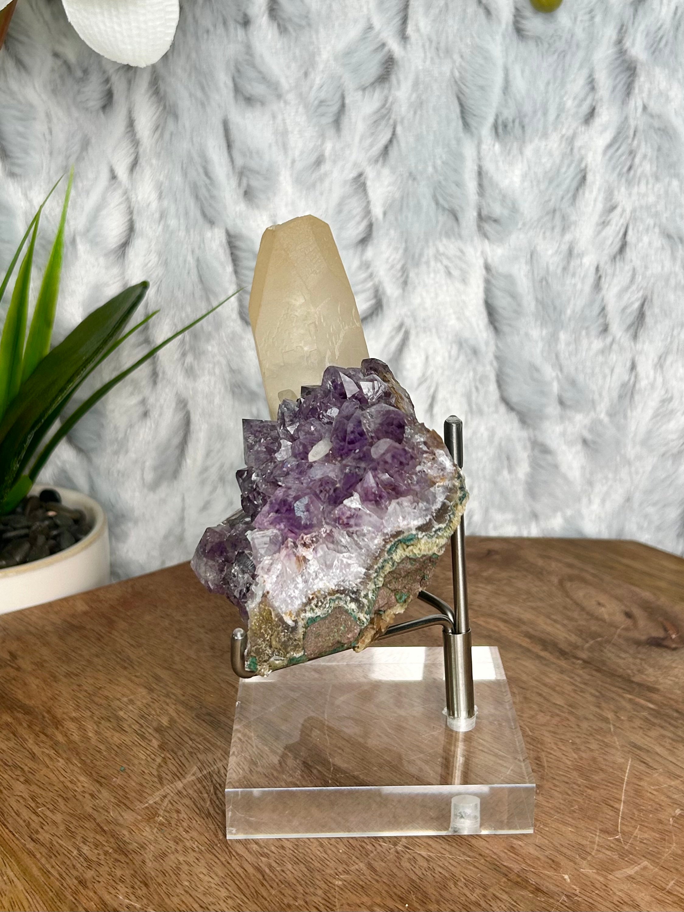 Amethyst Cluster with Large Calcite