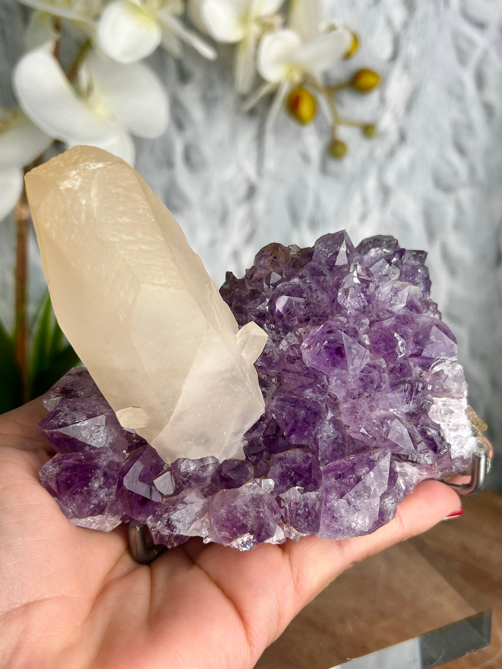 Amethyst Cluster with Large Calcite