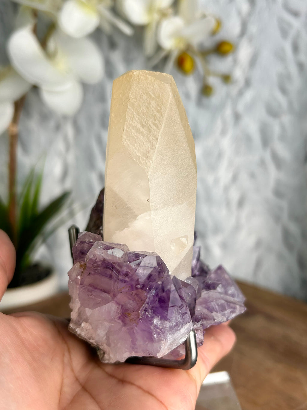 Amethyst Cluster with Large Calcite