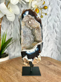 Large Orca Agate Geode with Rainbow Druse