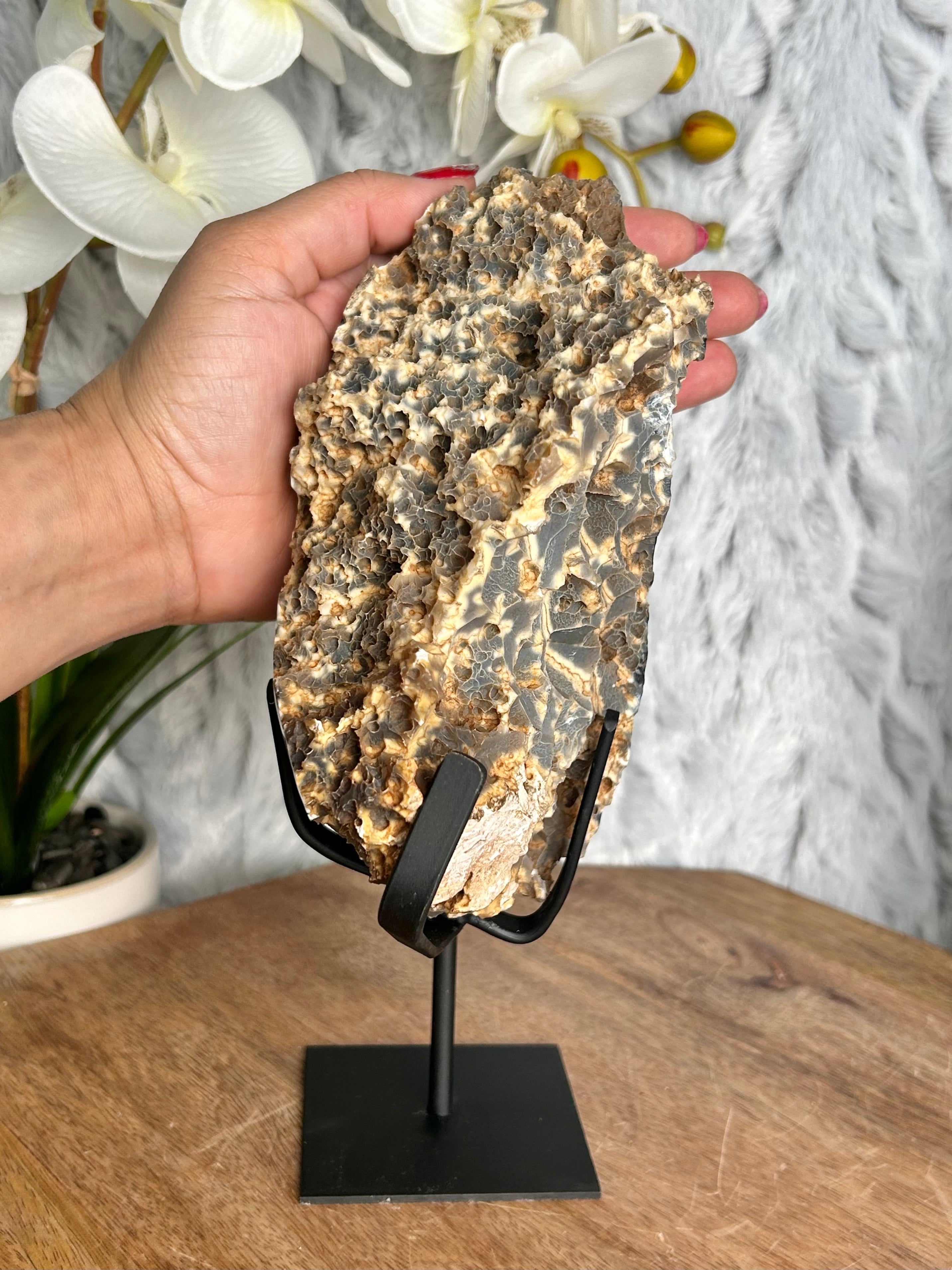 Large Orca Agate Geode with Rainbow Druse