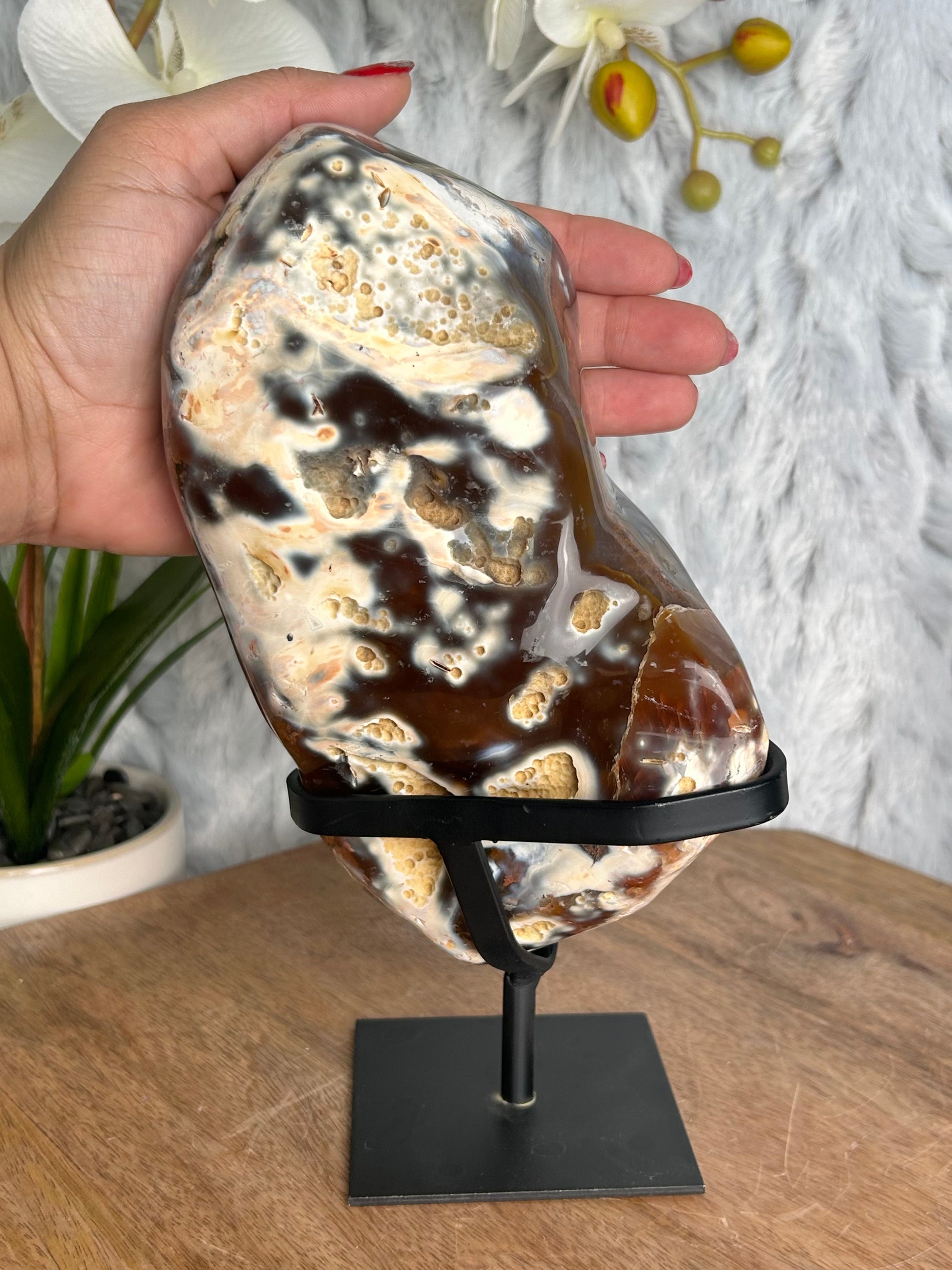 Unique Brown and White Orca Agate