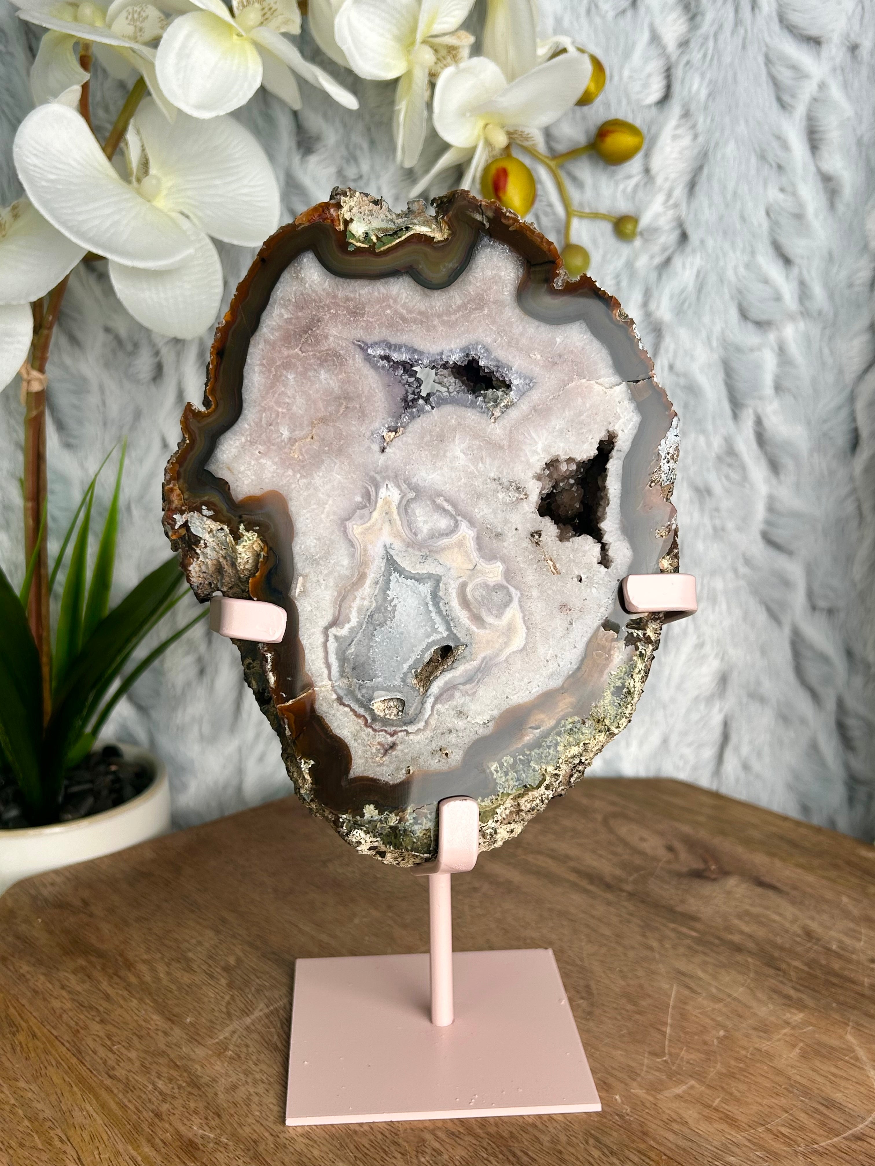 Unique Agate Slab with Amethyst