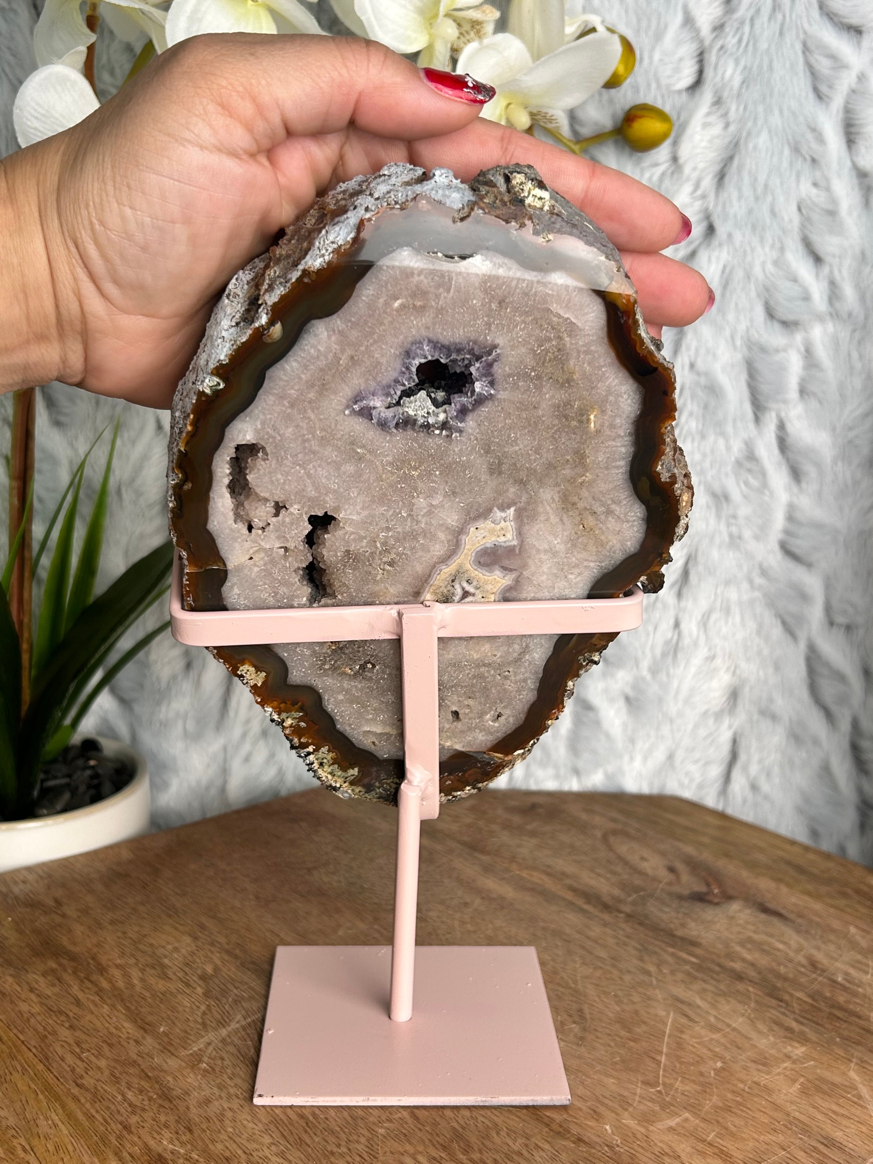 Unique Agate Slab with Amethyst