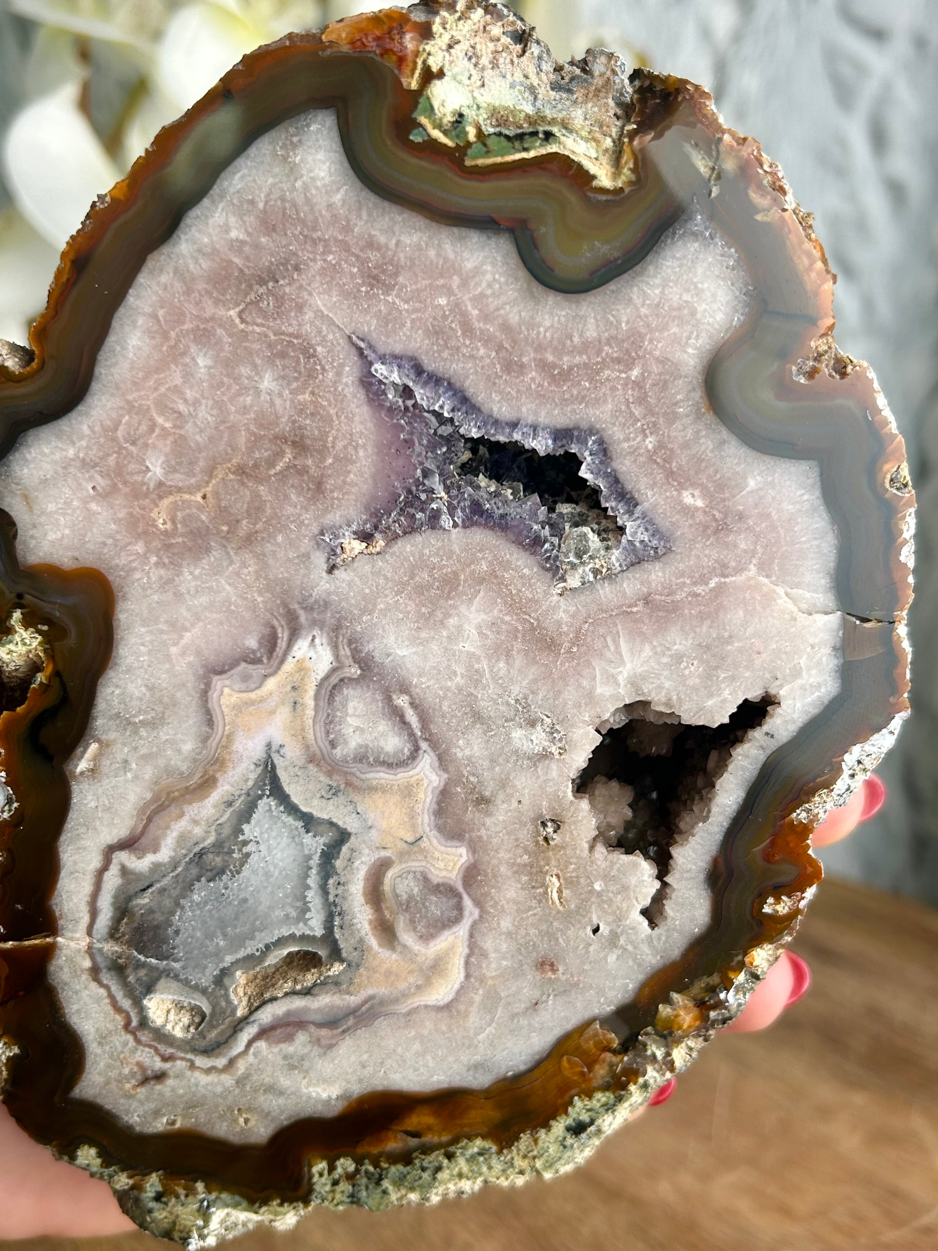 Unique Agate Slab with Amethyst