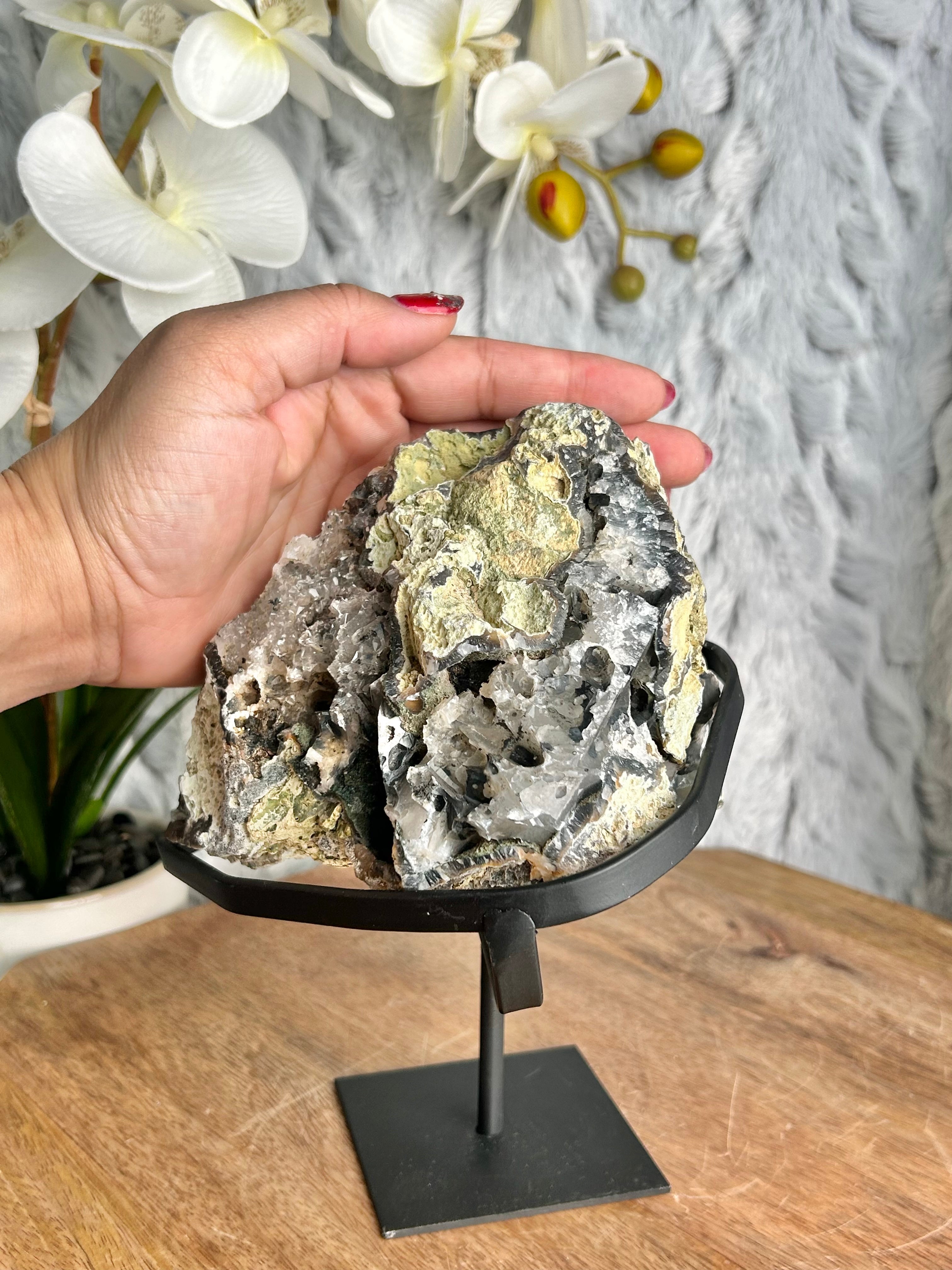 Matte Black Agate Geode