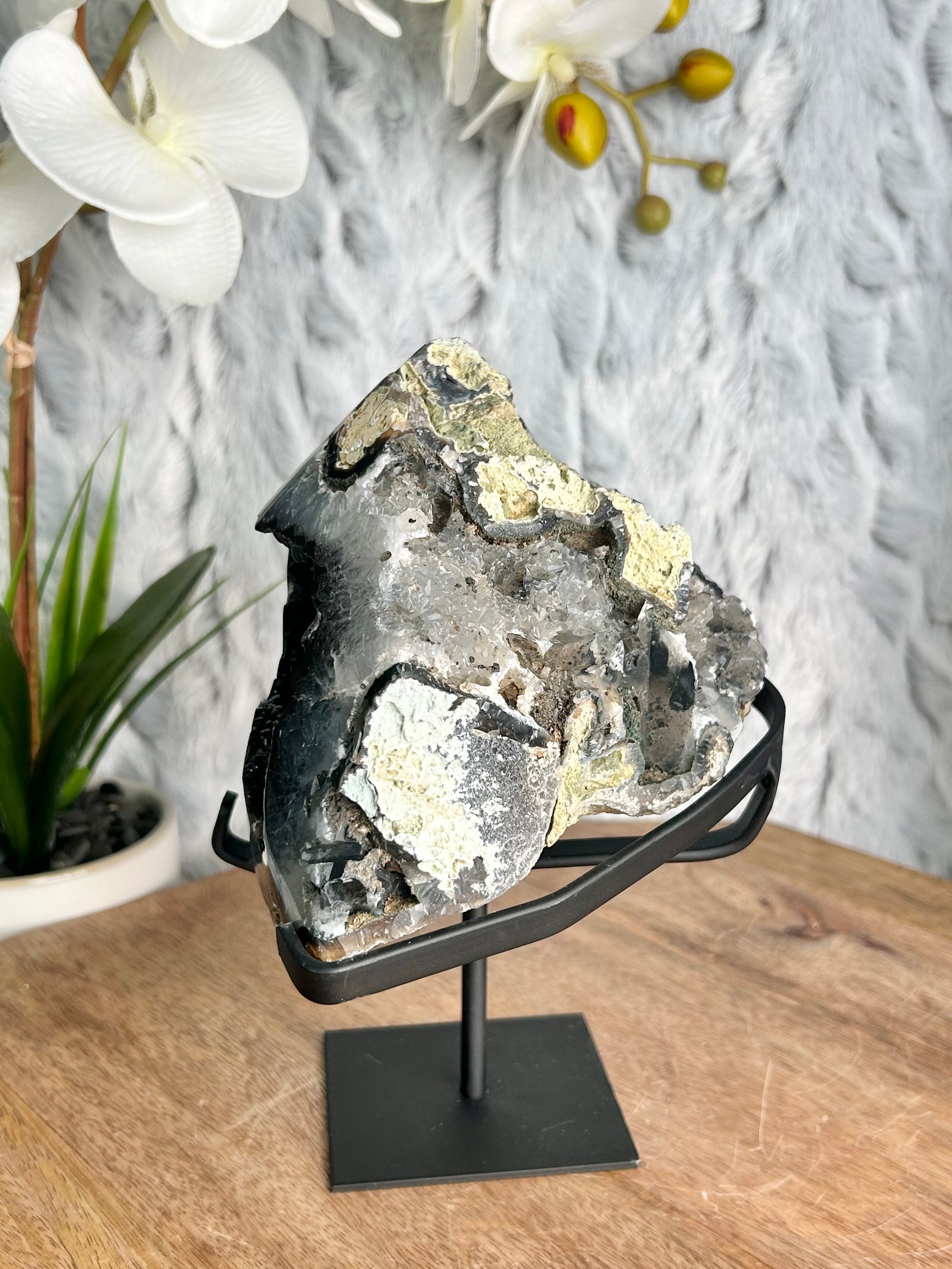 Matte Black Agate Geode