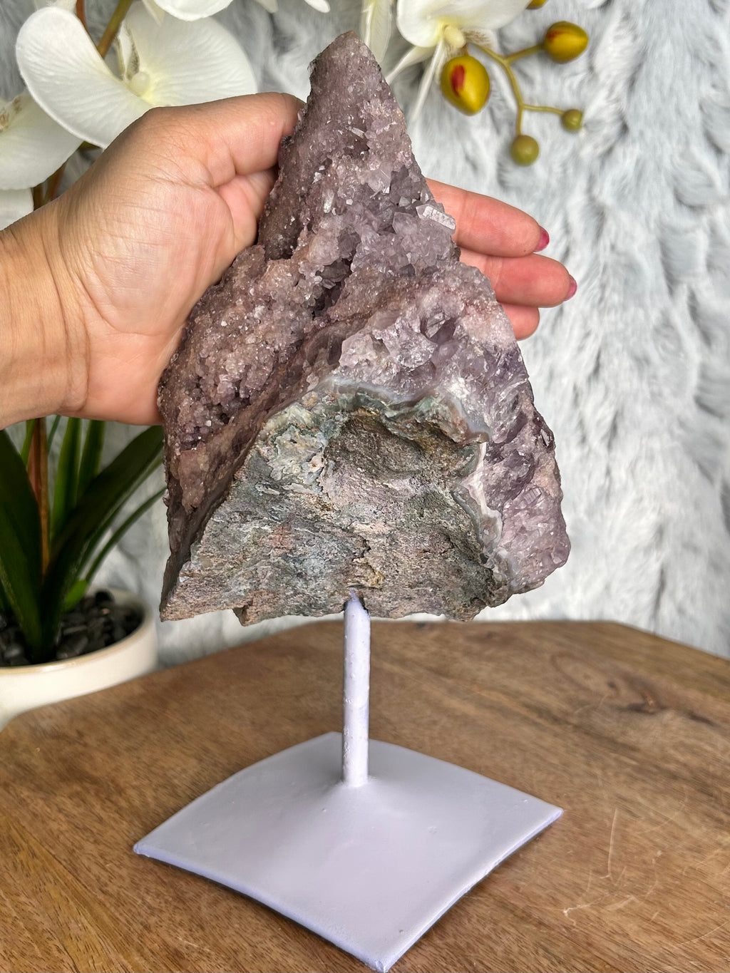 Rare Amethyst Cluster with Cristobalite