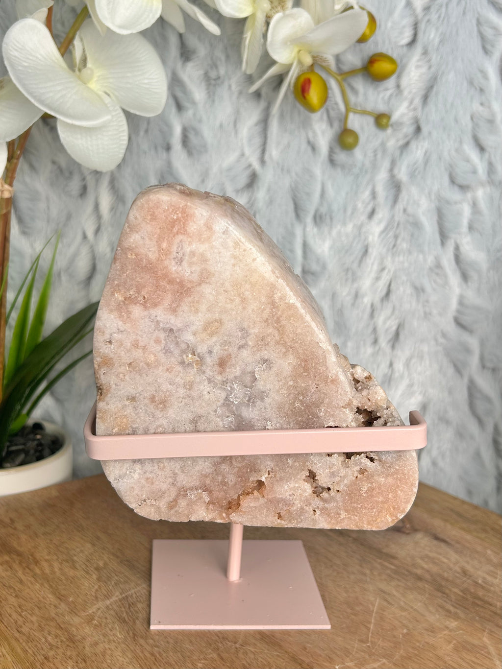 Large Pink Amethyst Freeform on stand