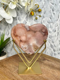 HQ Pink Amethyst Heart on Stand