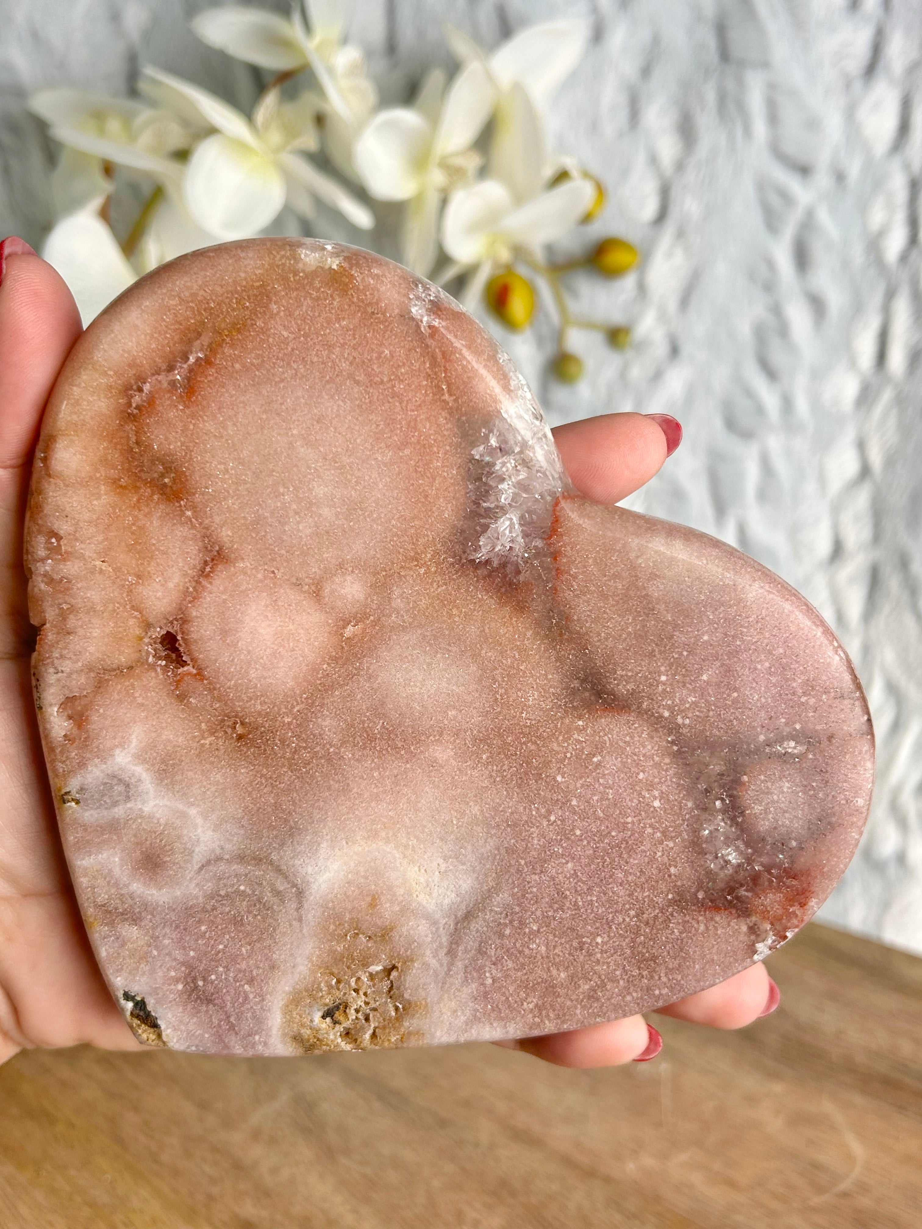 HQ Pink Amethyst Heart on Stand