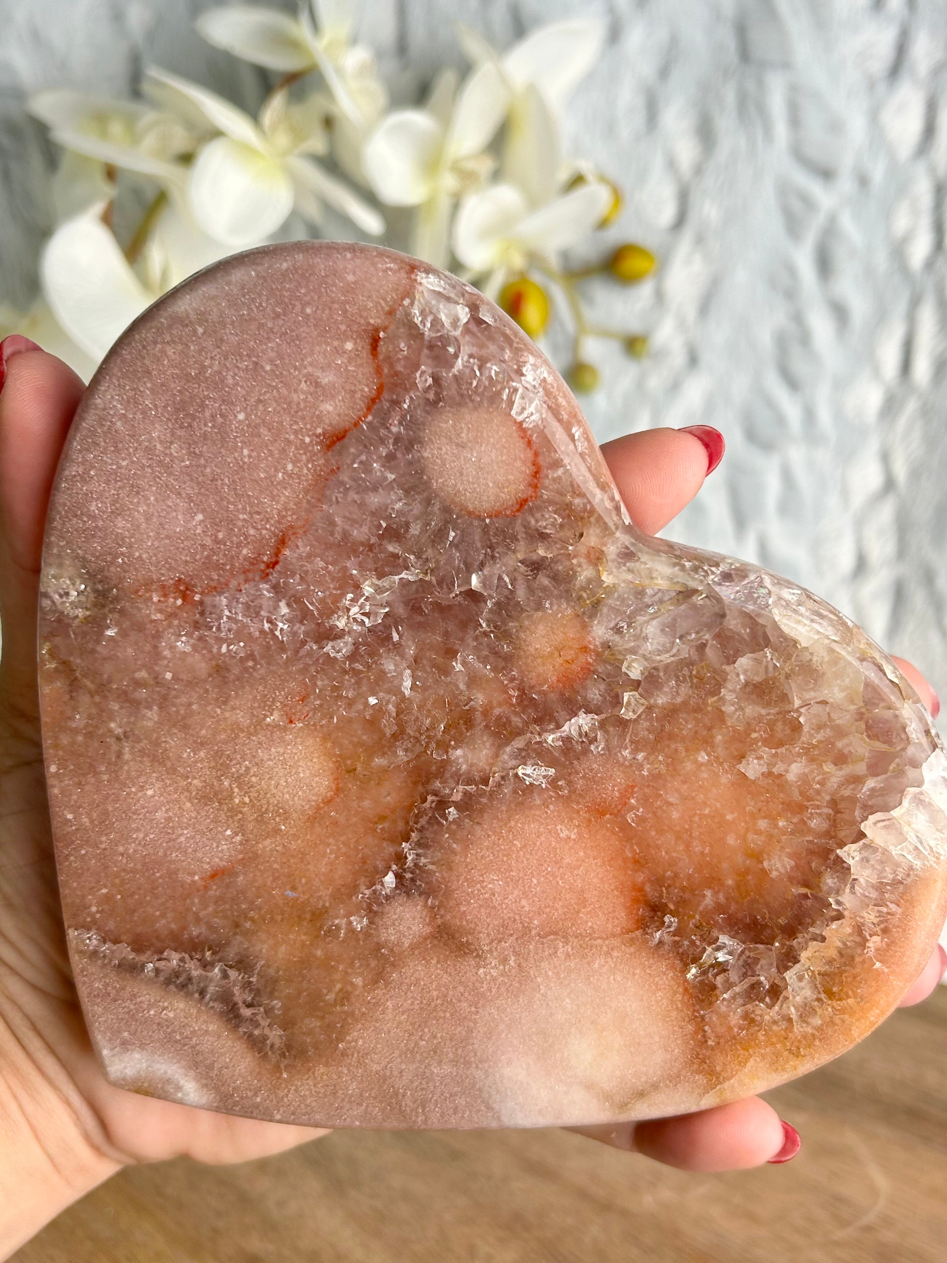 HQ Pink Amethyst Heart on Stand