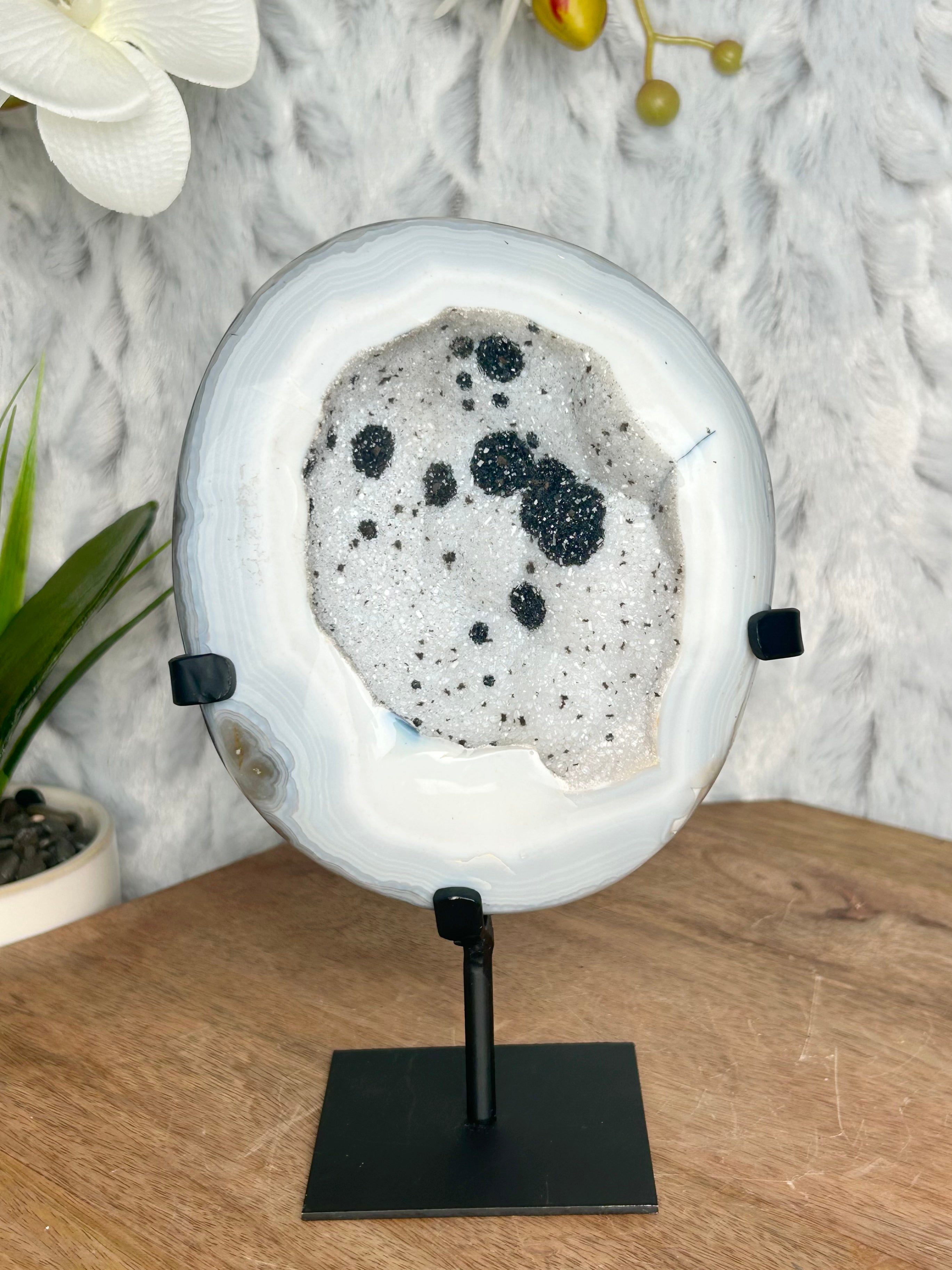 Agate Geode on stand