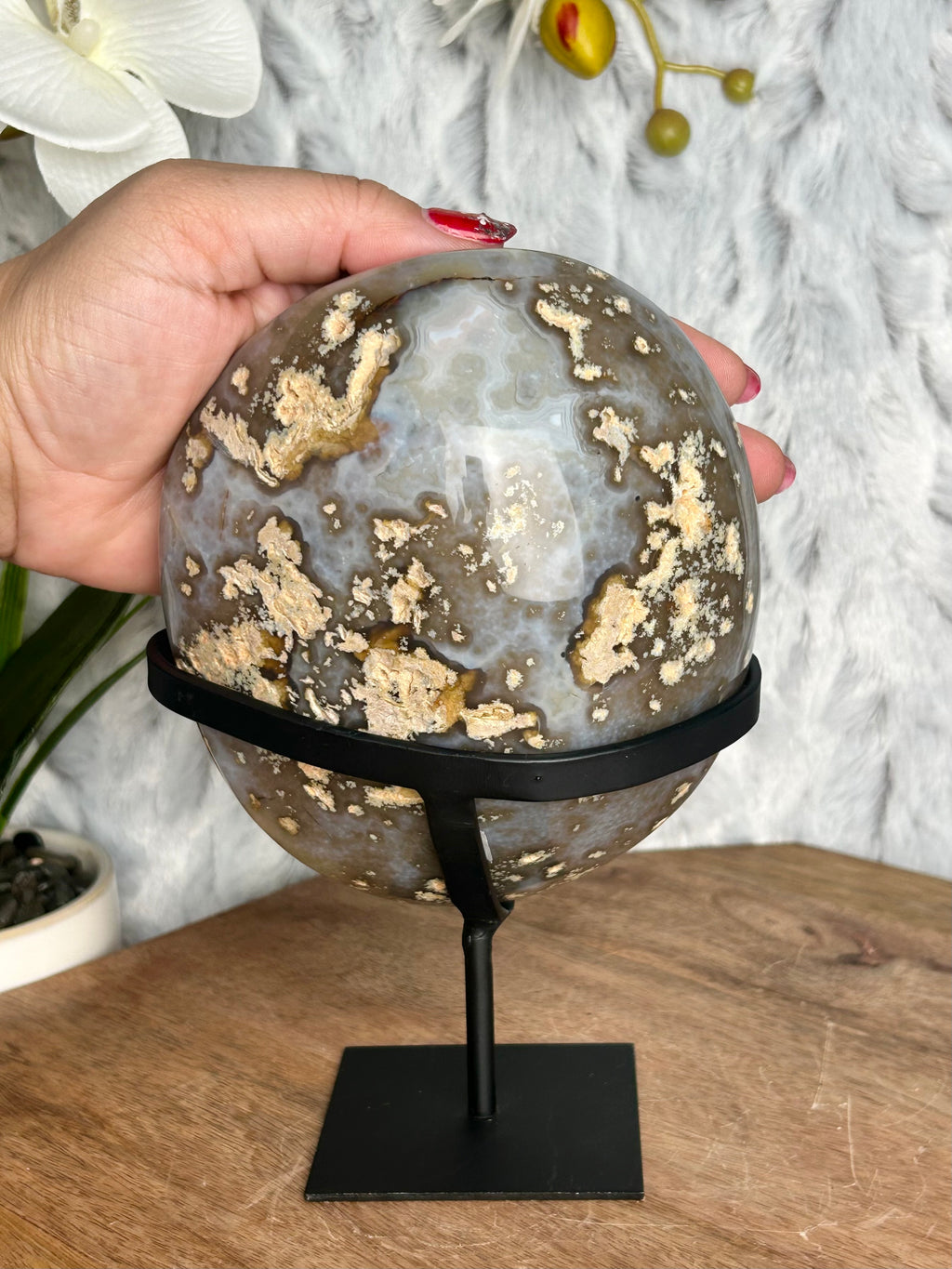 Agate Geode on stand