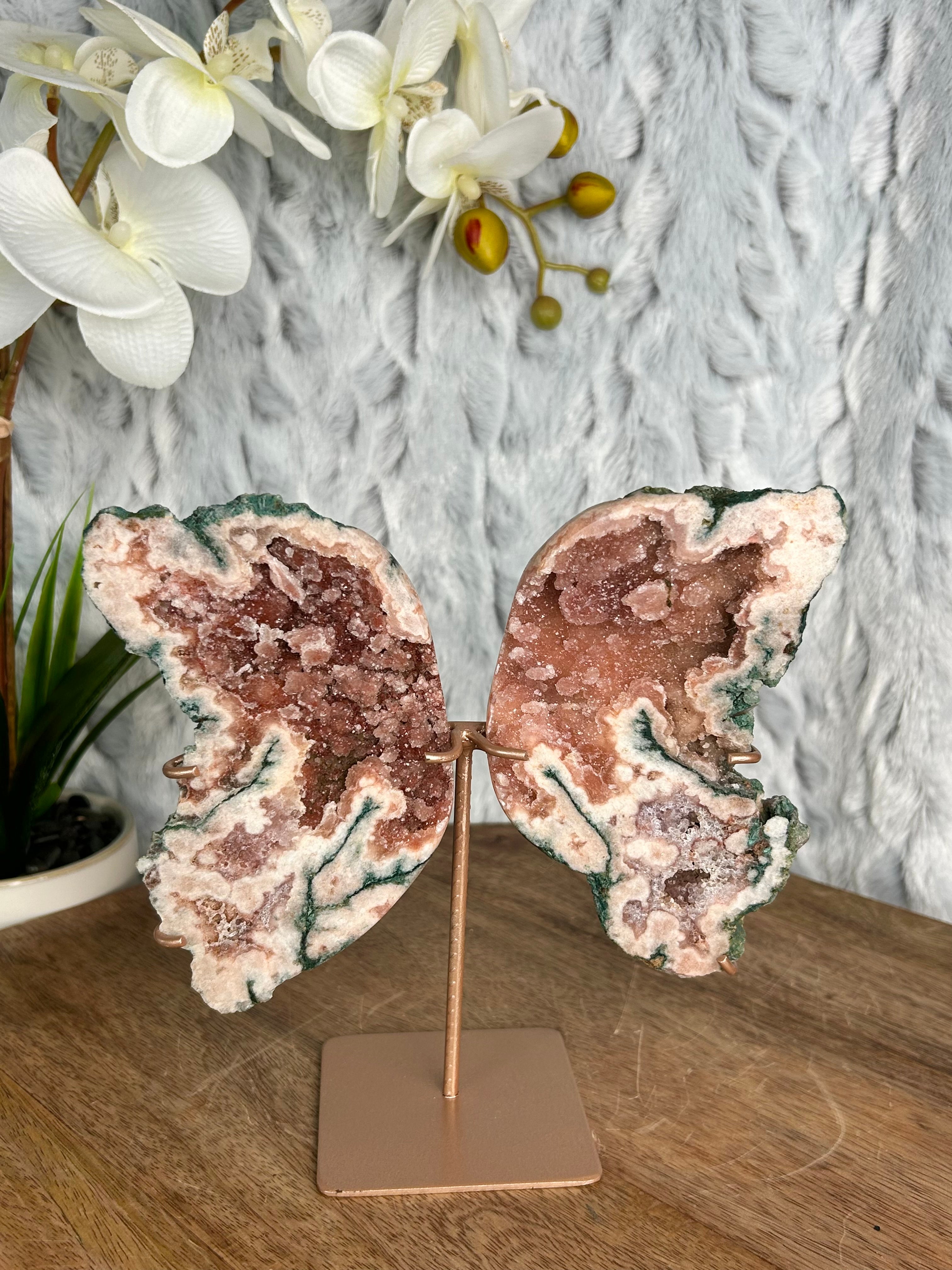 Druzy Pink Amethyst Butterfly Geode Wings
