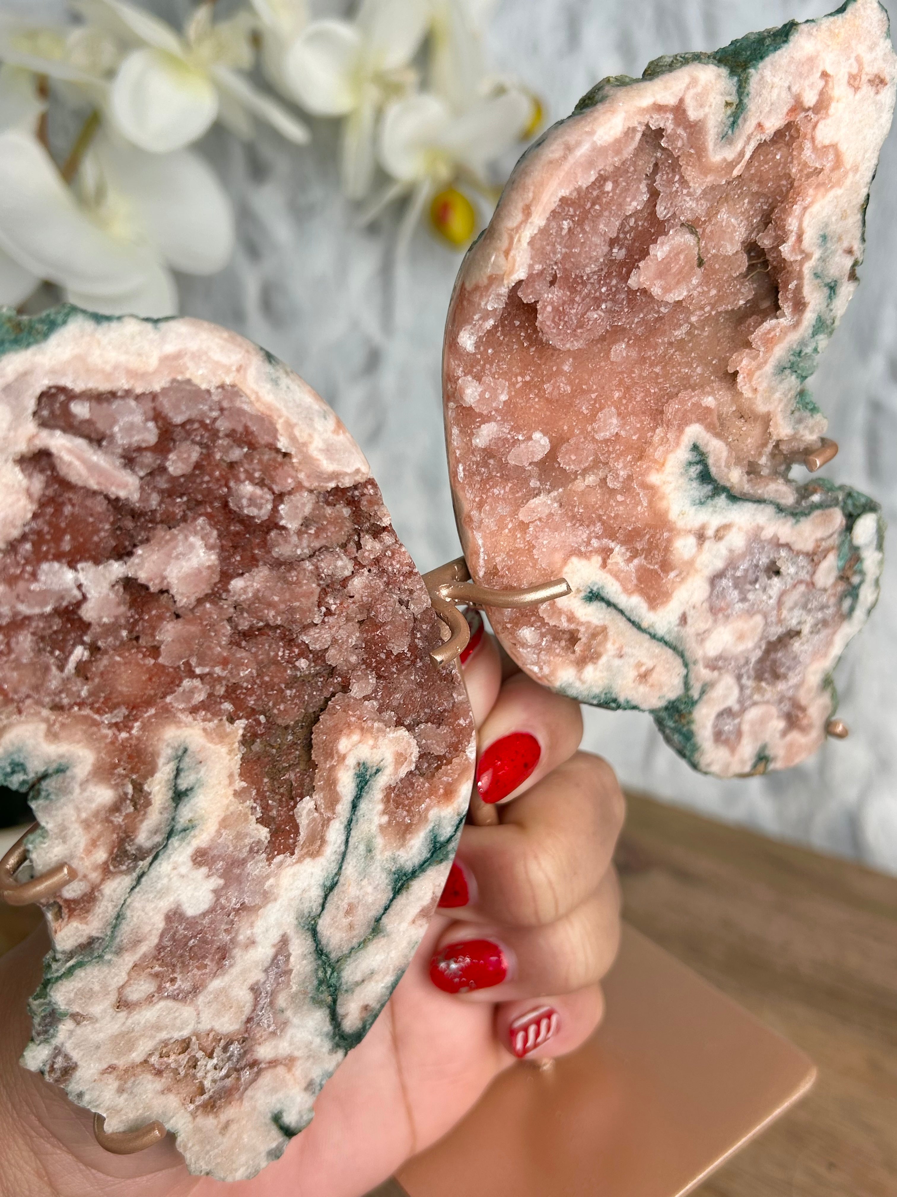 Druzy Pink Amethyst Butterfly Geode Wings