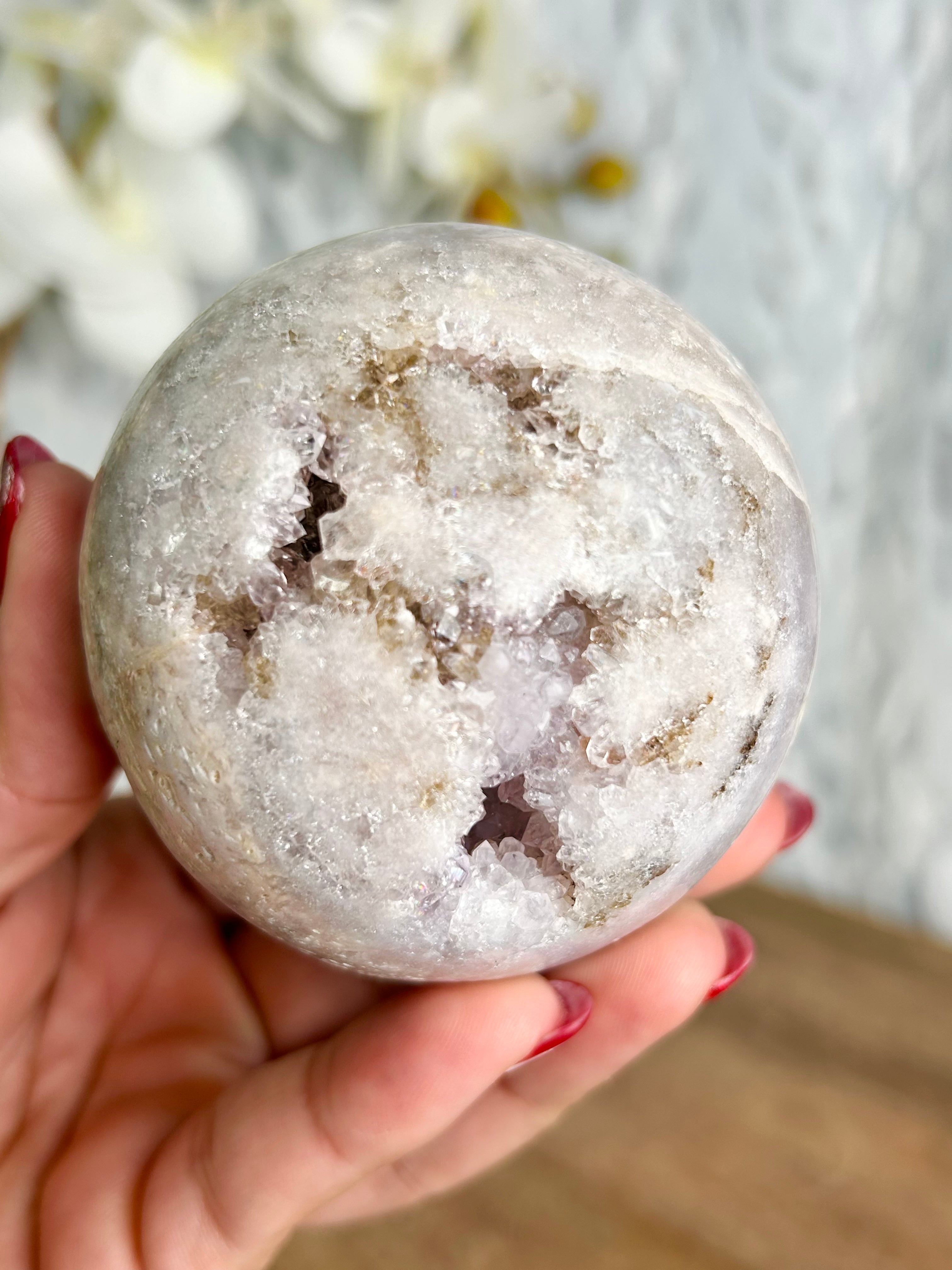 Rare Rutilated Pink Amethyst Sphere