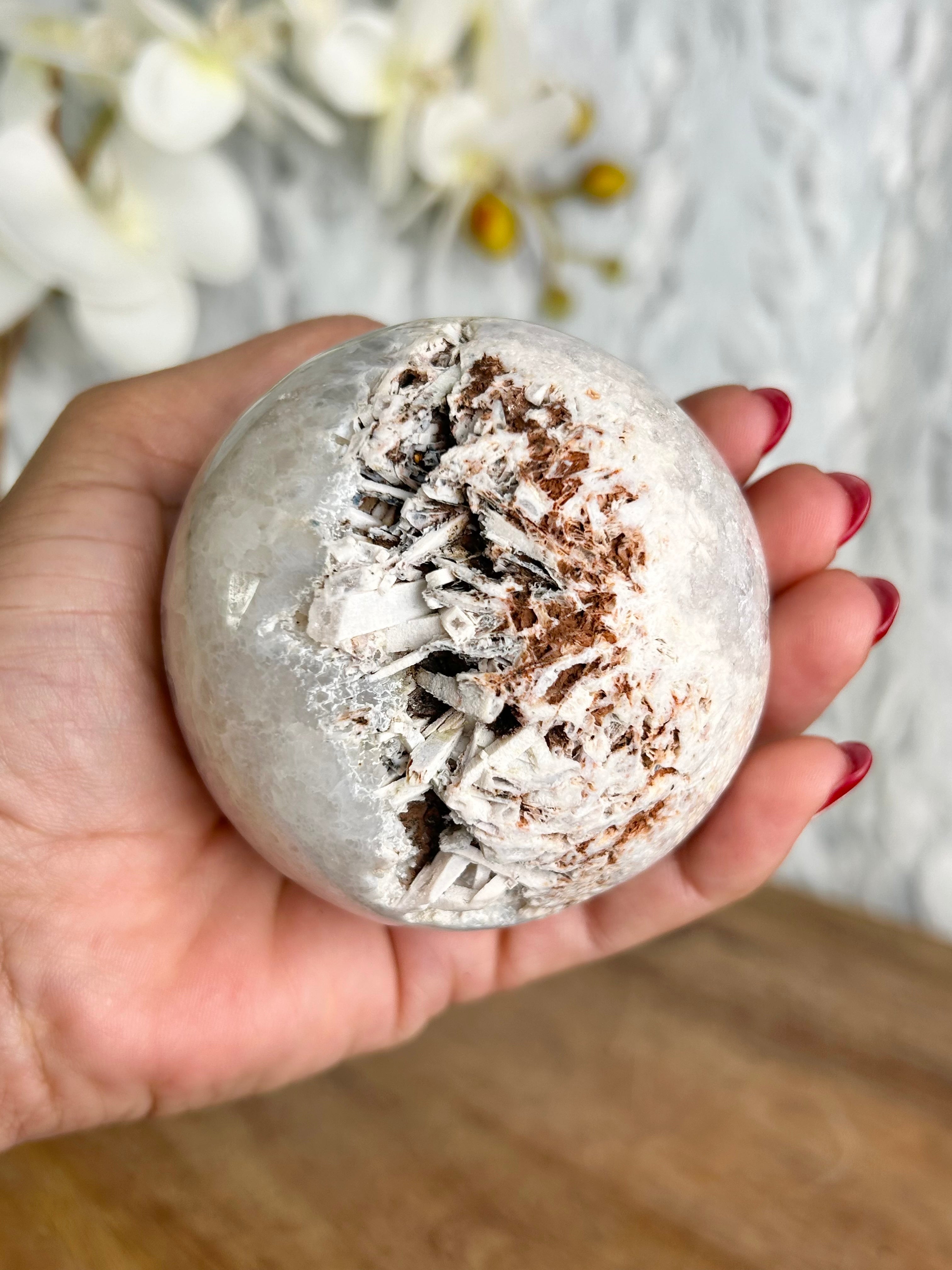 Rare Rutilated Pink Amethyst Sphere