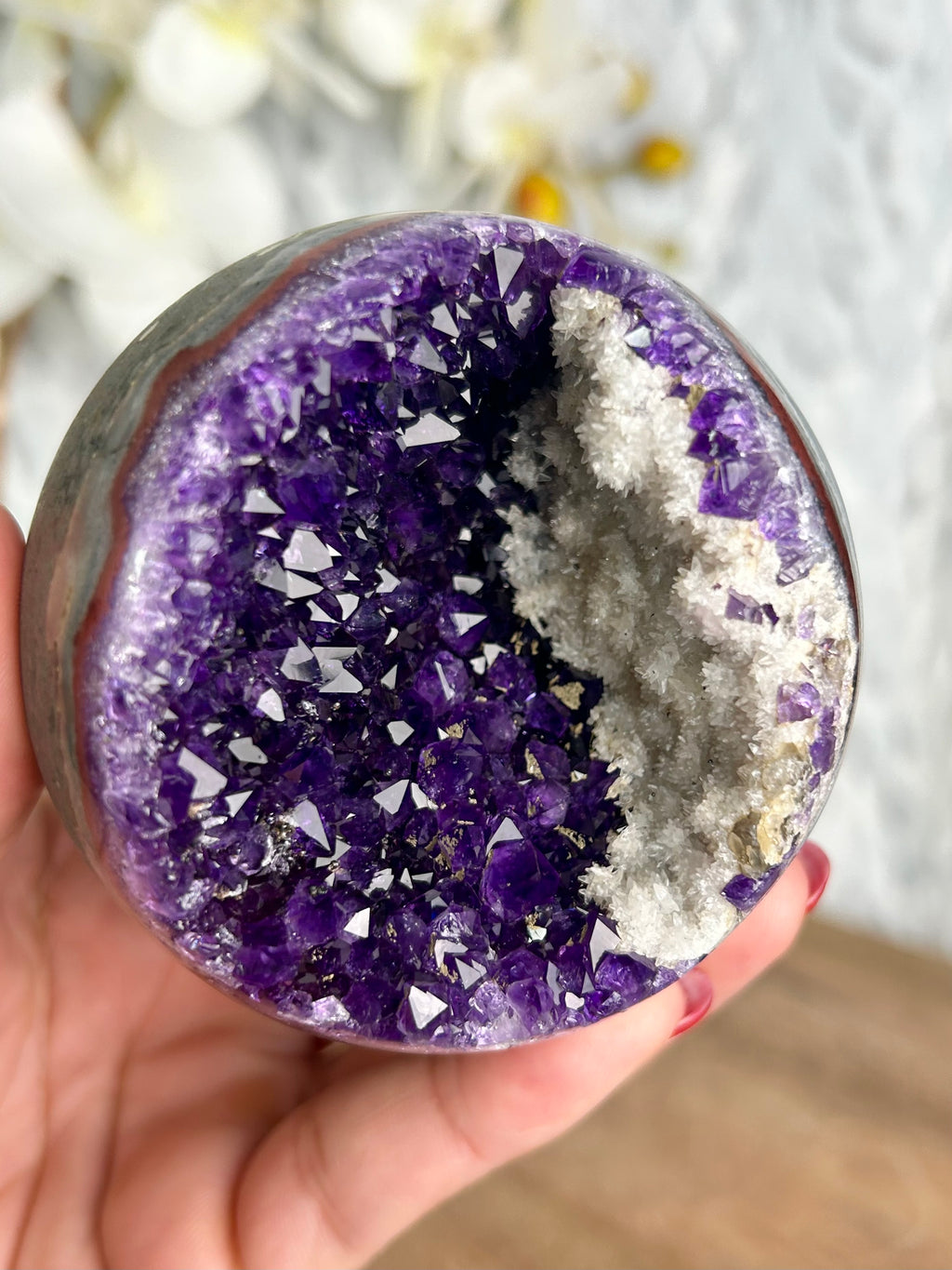 Uruguayan Amethyst Sphere with Calcite