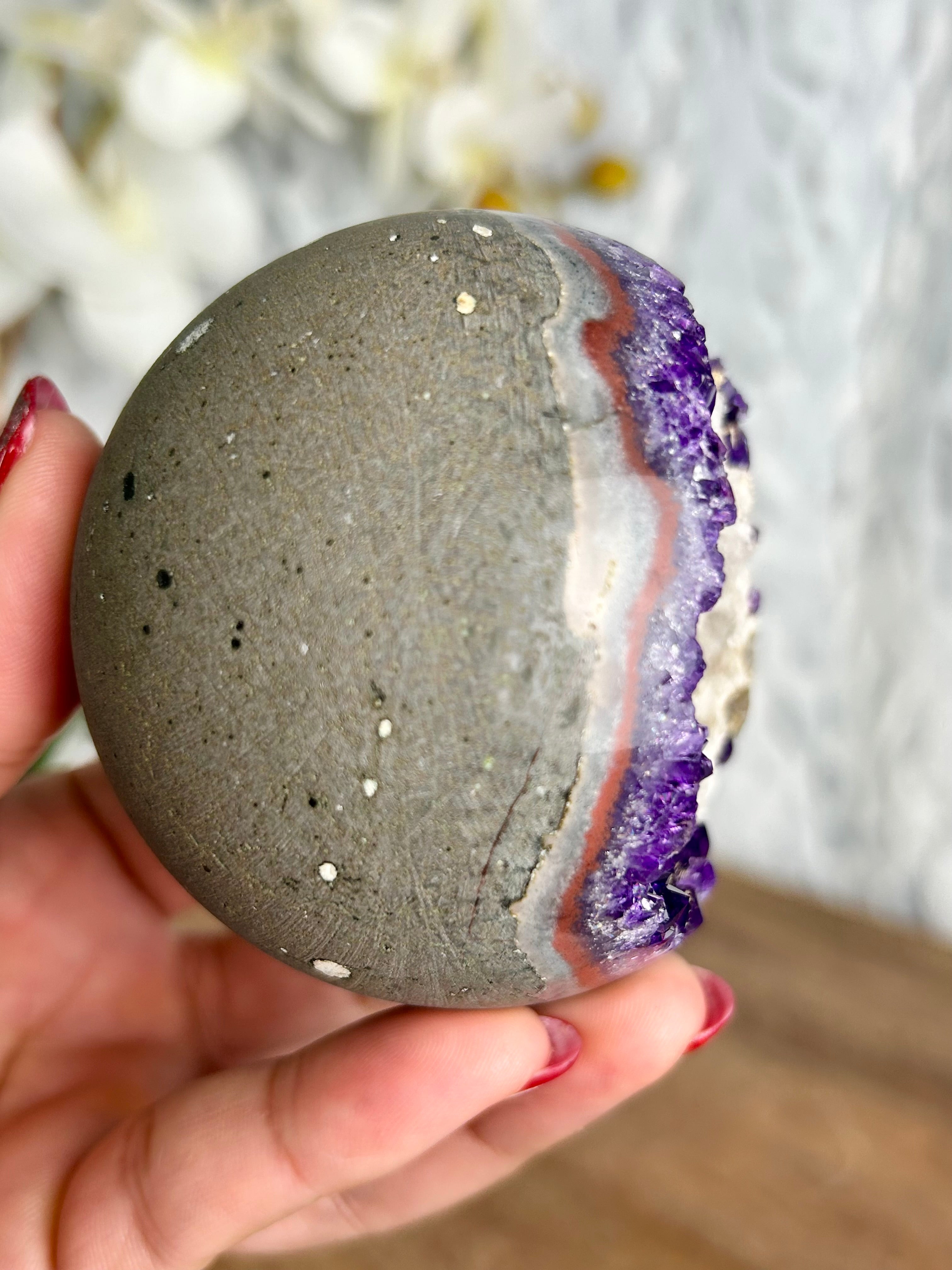 Uruguayan Amethyst Sphere with Calcite