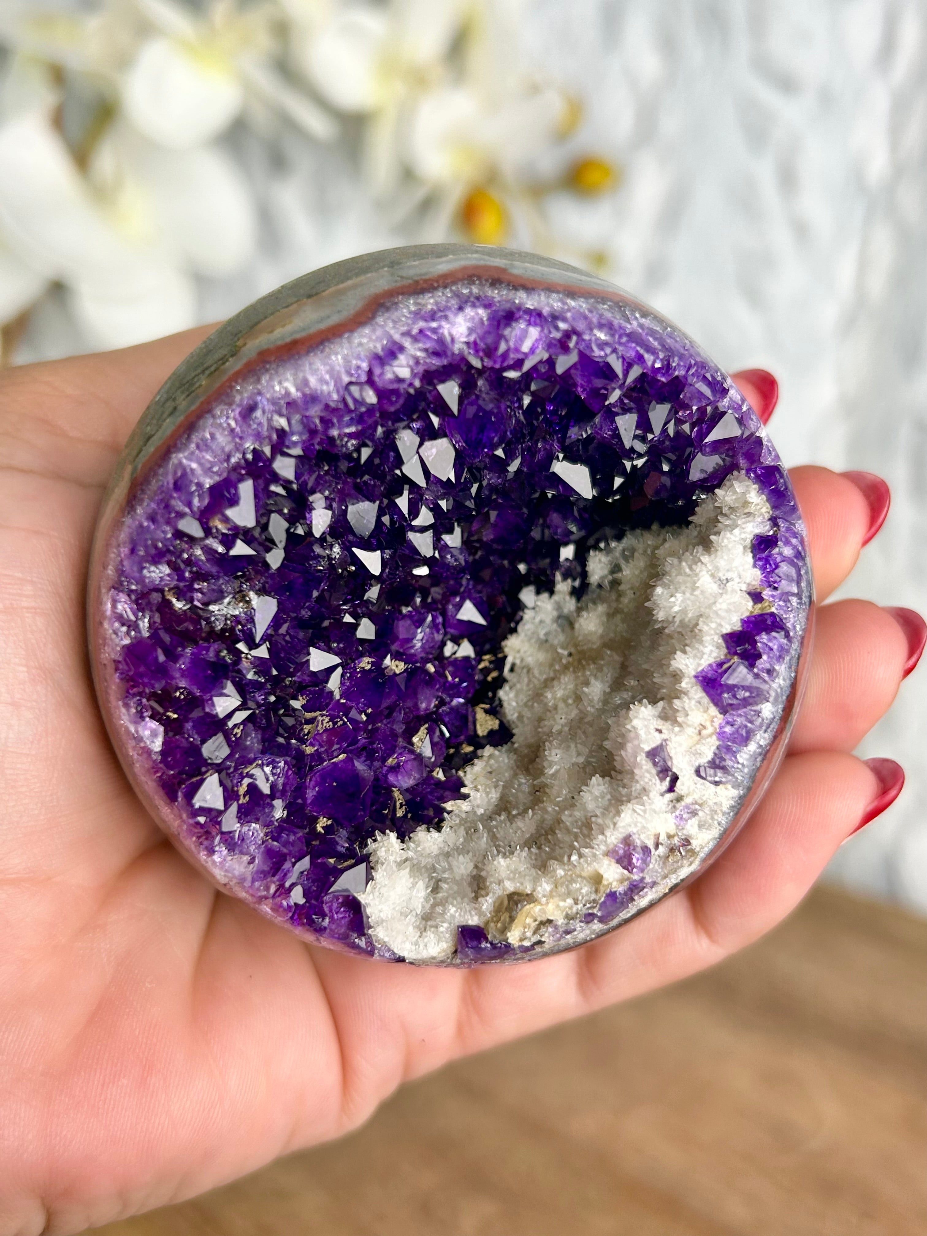 Uruguayan Amethyst Sphere with Calcite