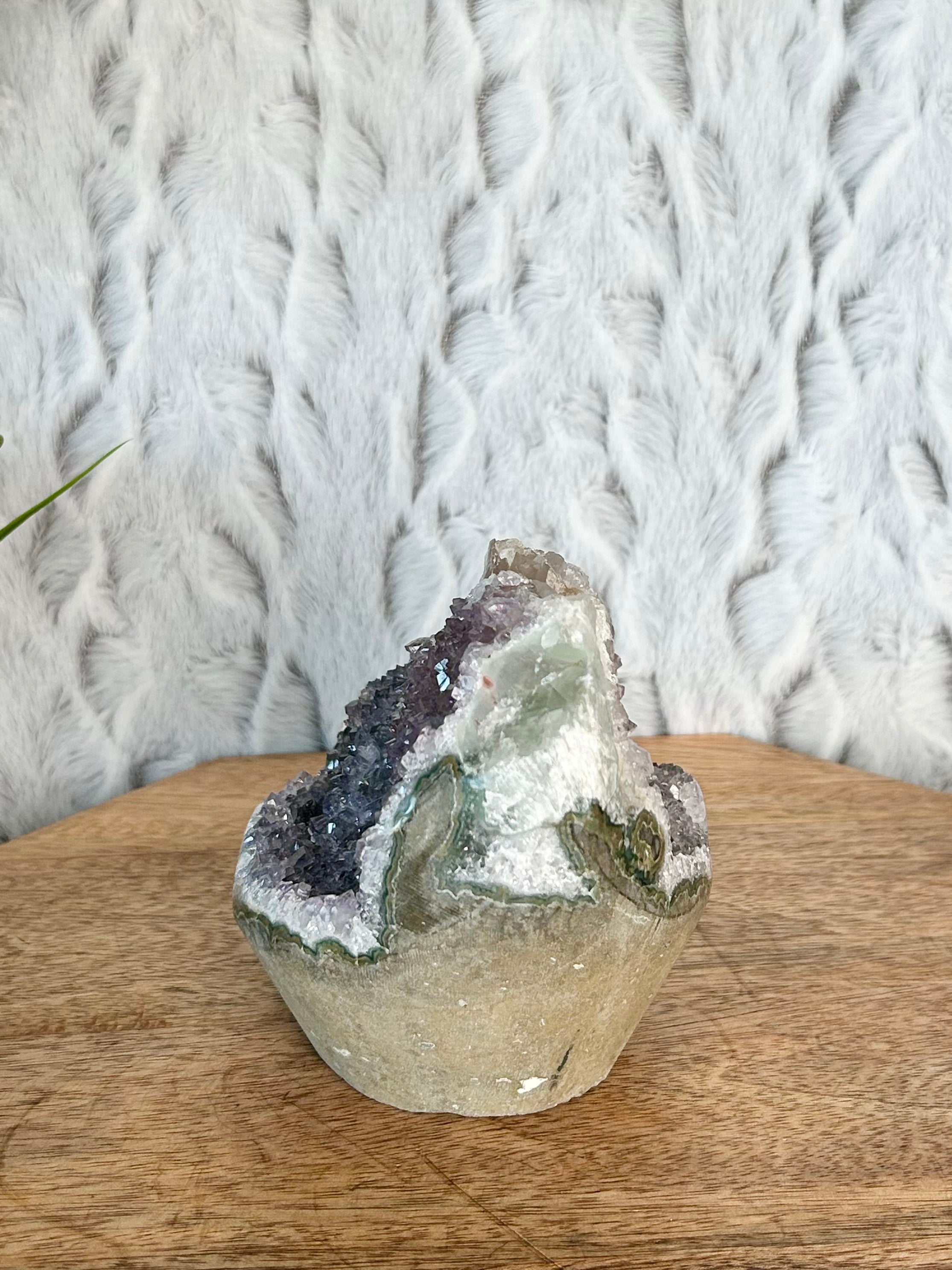 Rainbow Amethyst Cut Base with Large Blade Calcite