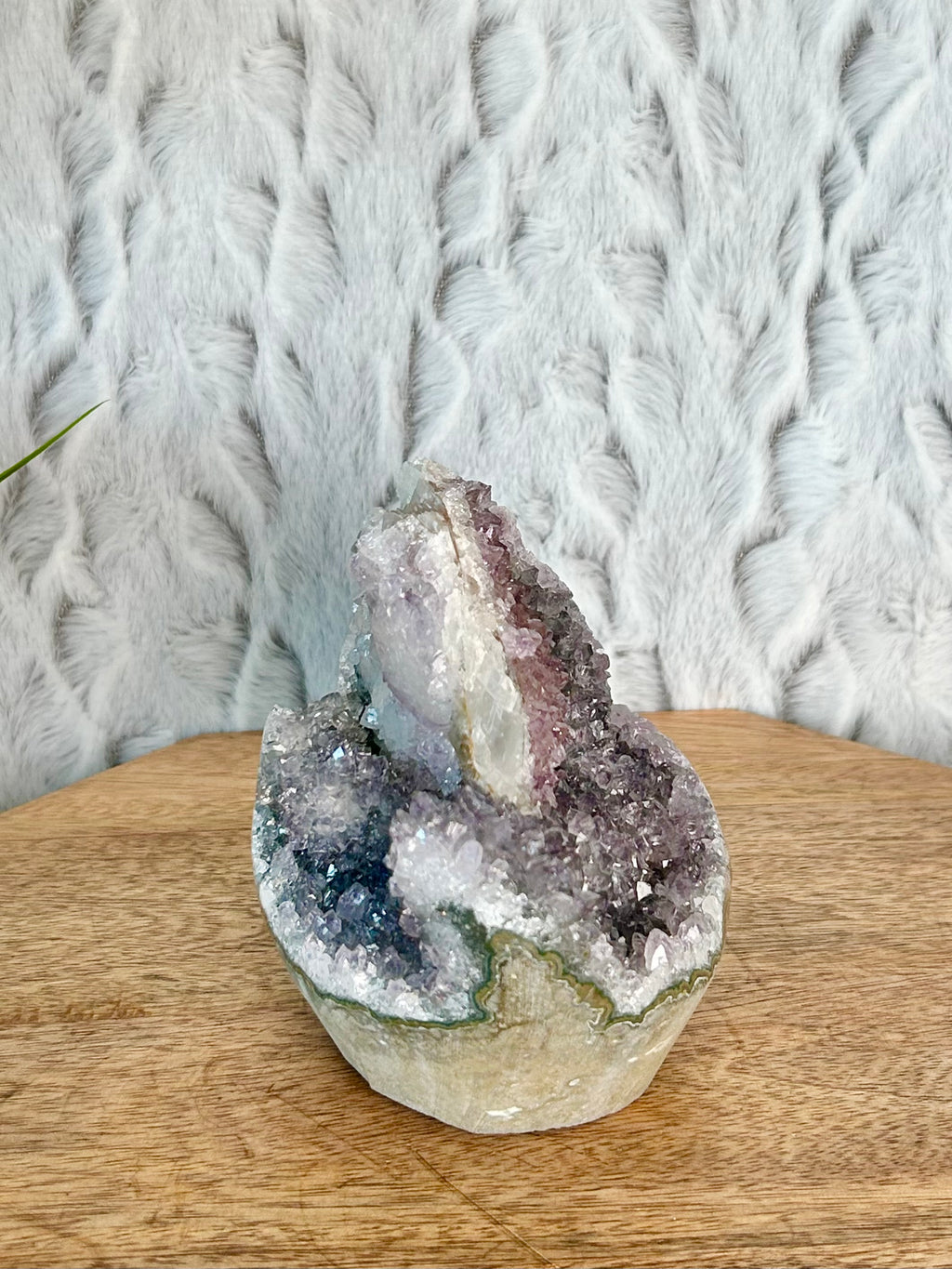 Rainbow Amethyst Cut Base with Large Blade Calcite