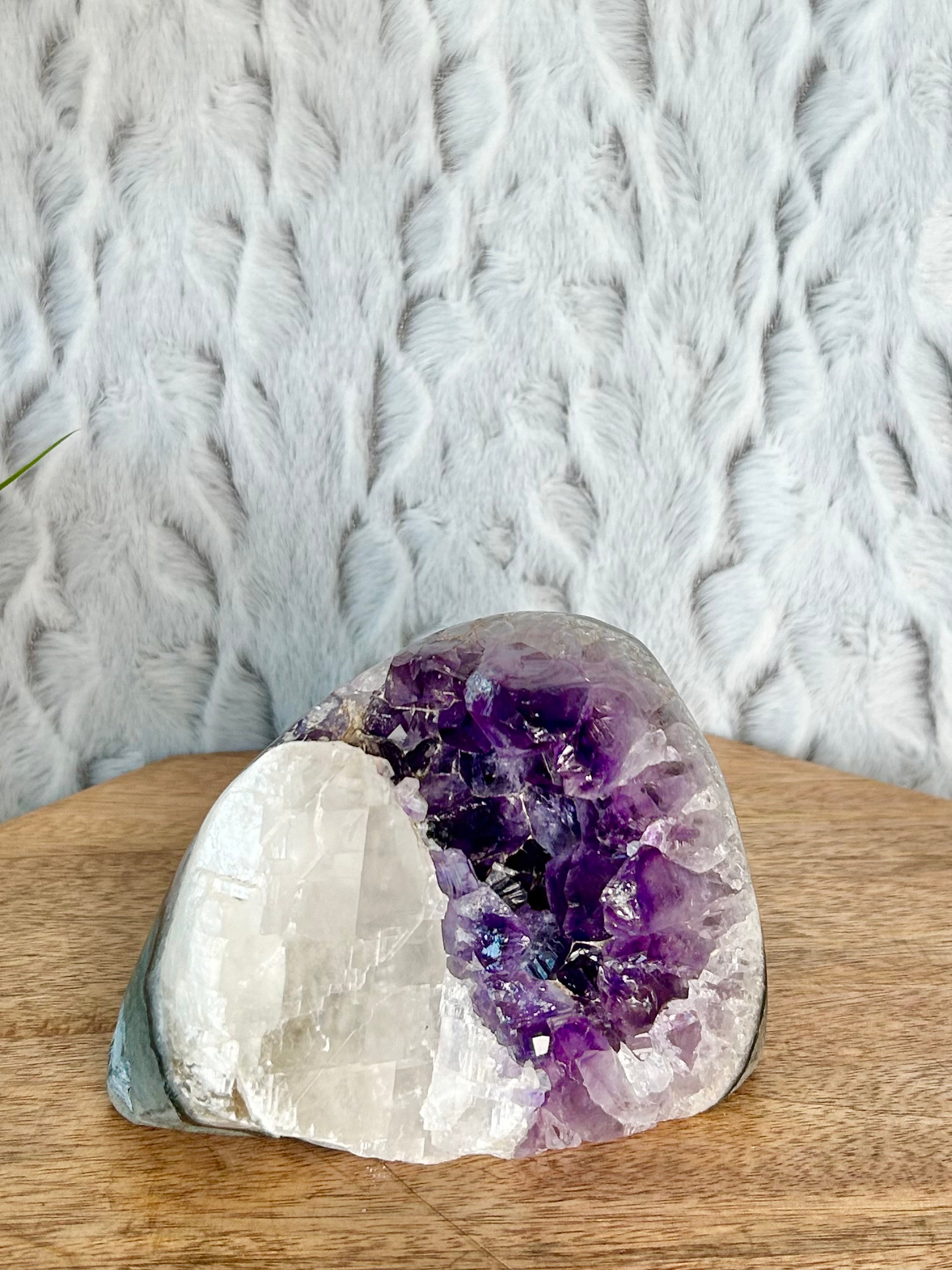 Amethyst Cut Base with Large Calcite