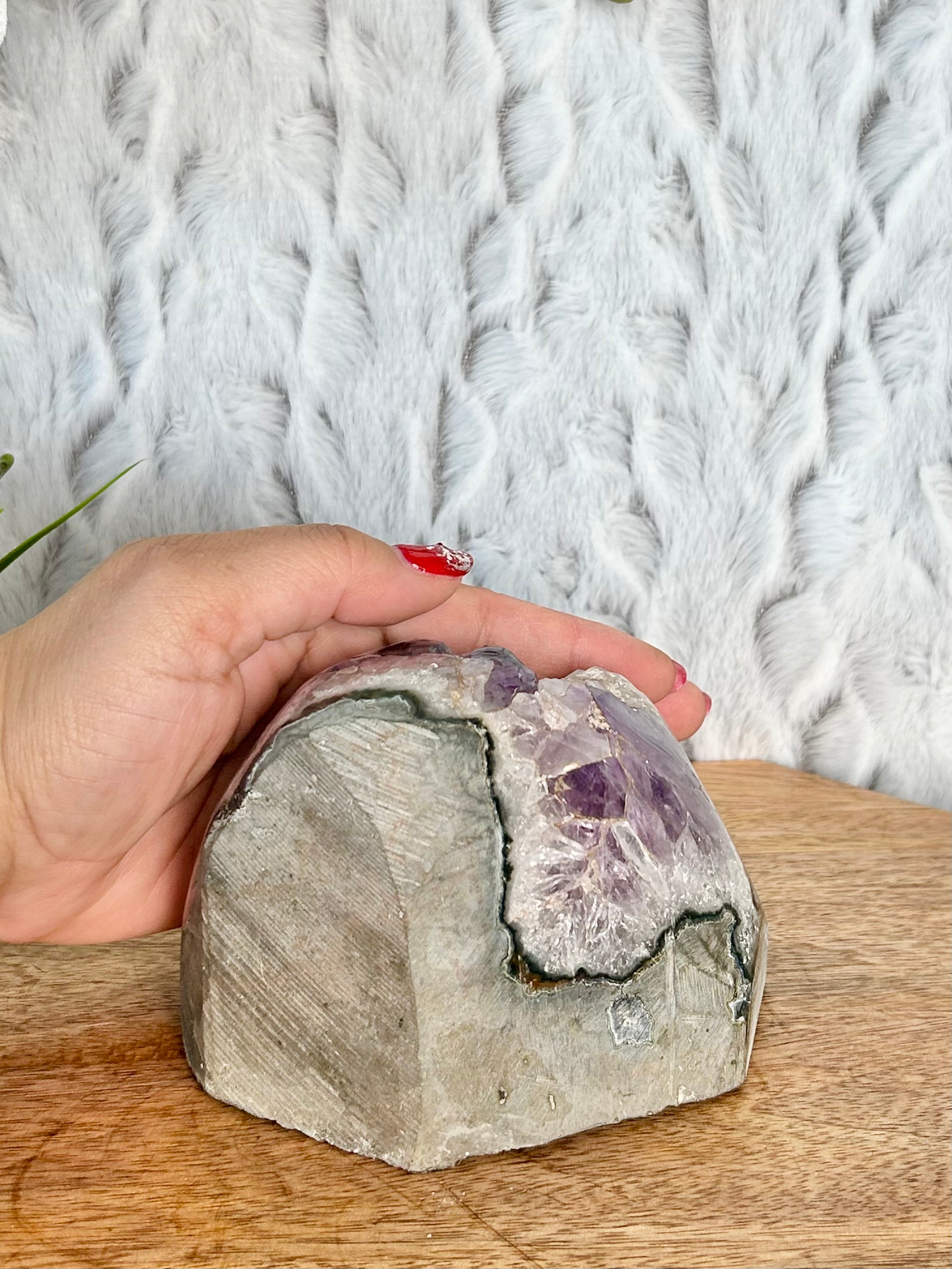 Amethyst Cut Base with Large Calcite