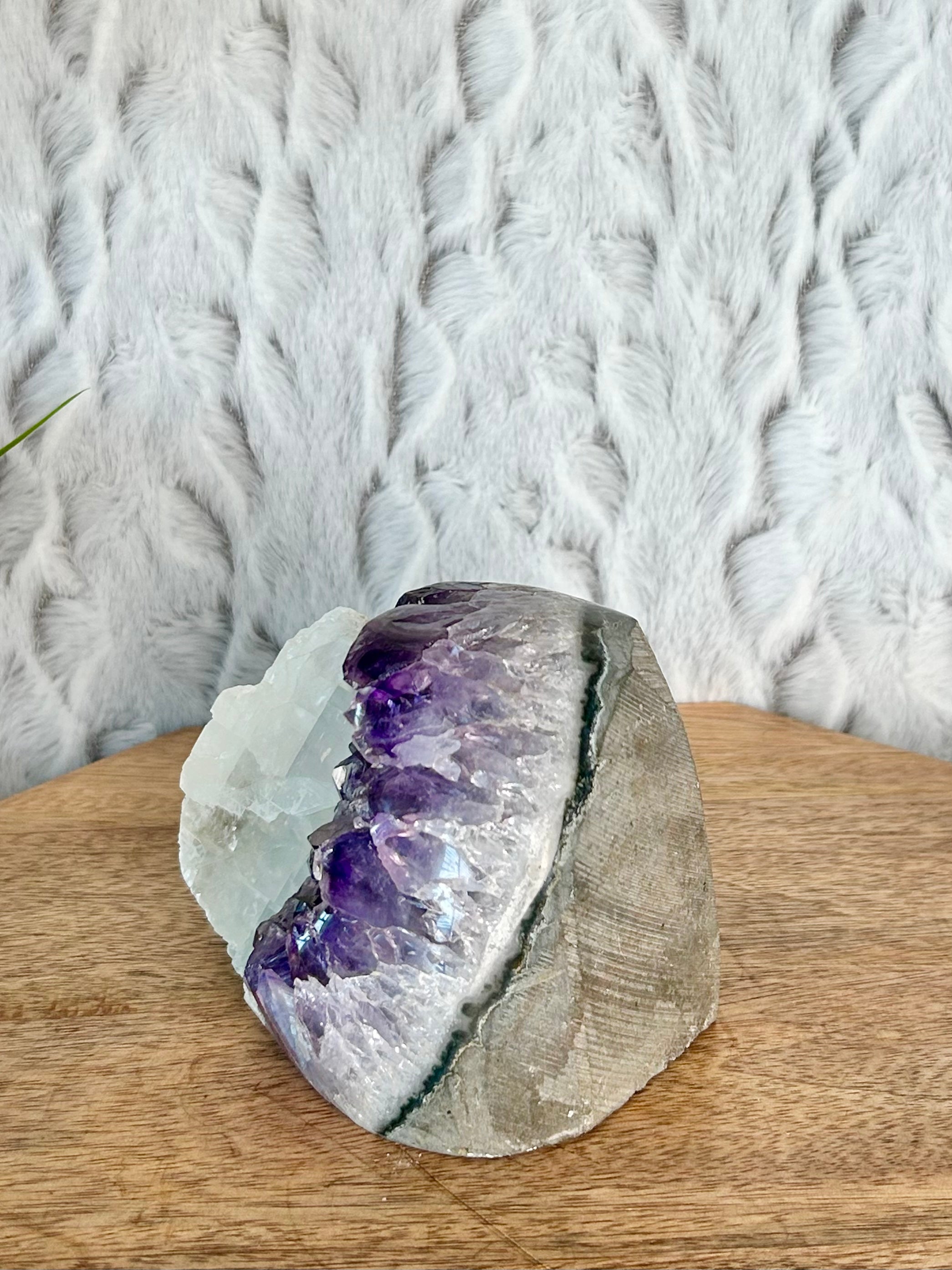 Amethyst Cut Base with Large Calcite