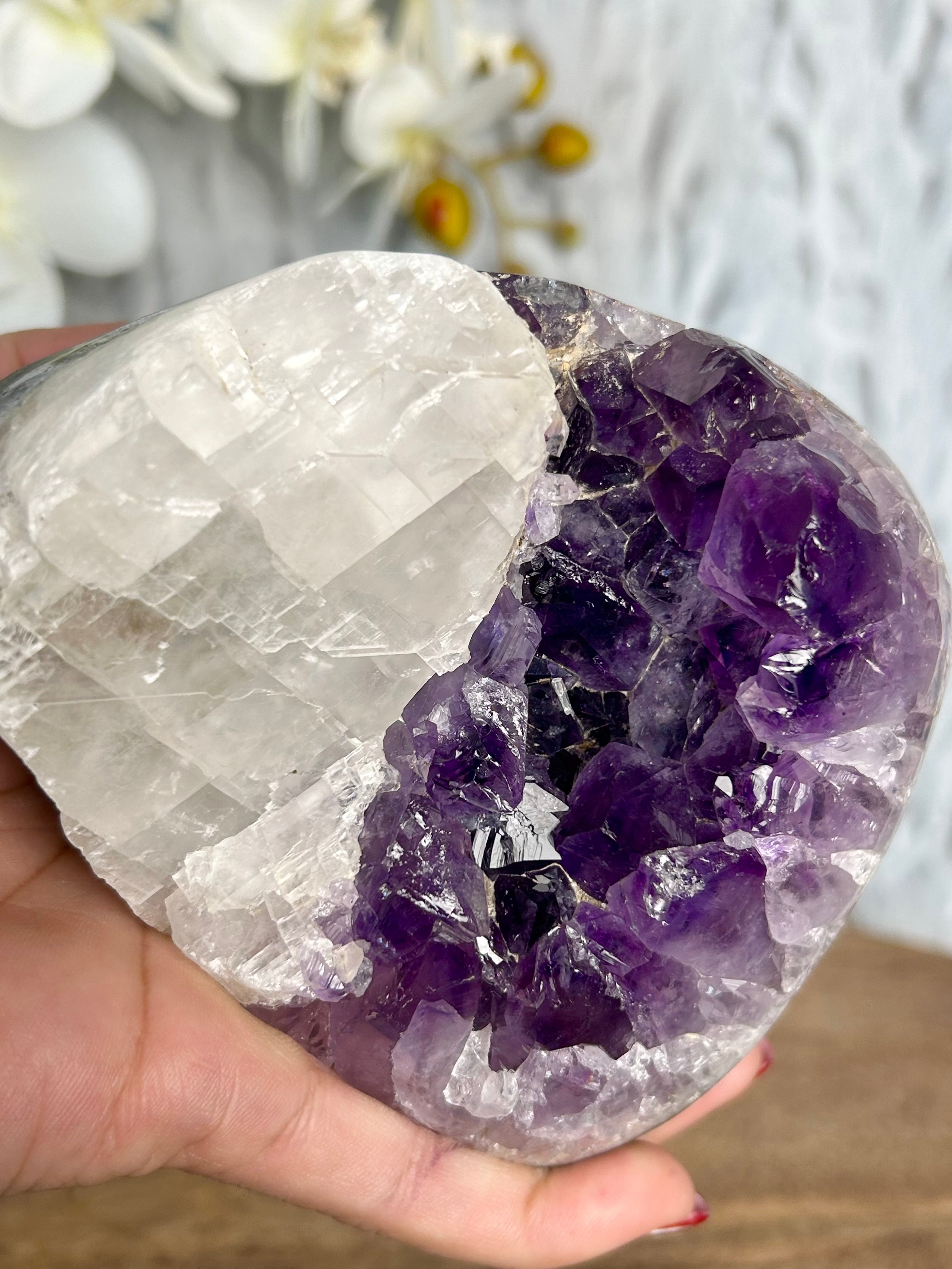 Amethyst Cut Base with Large Calcite