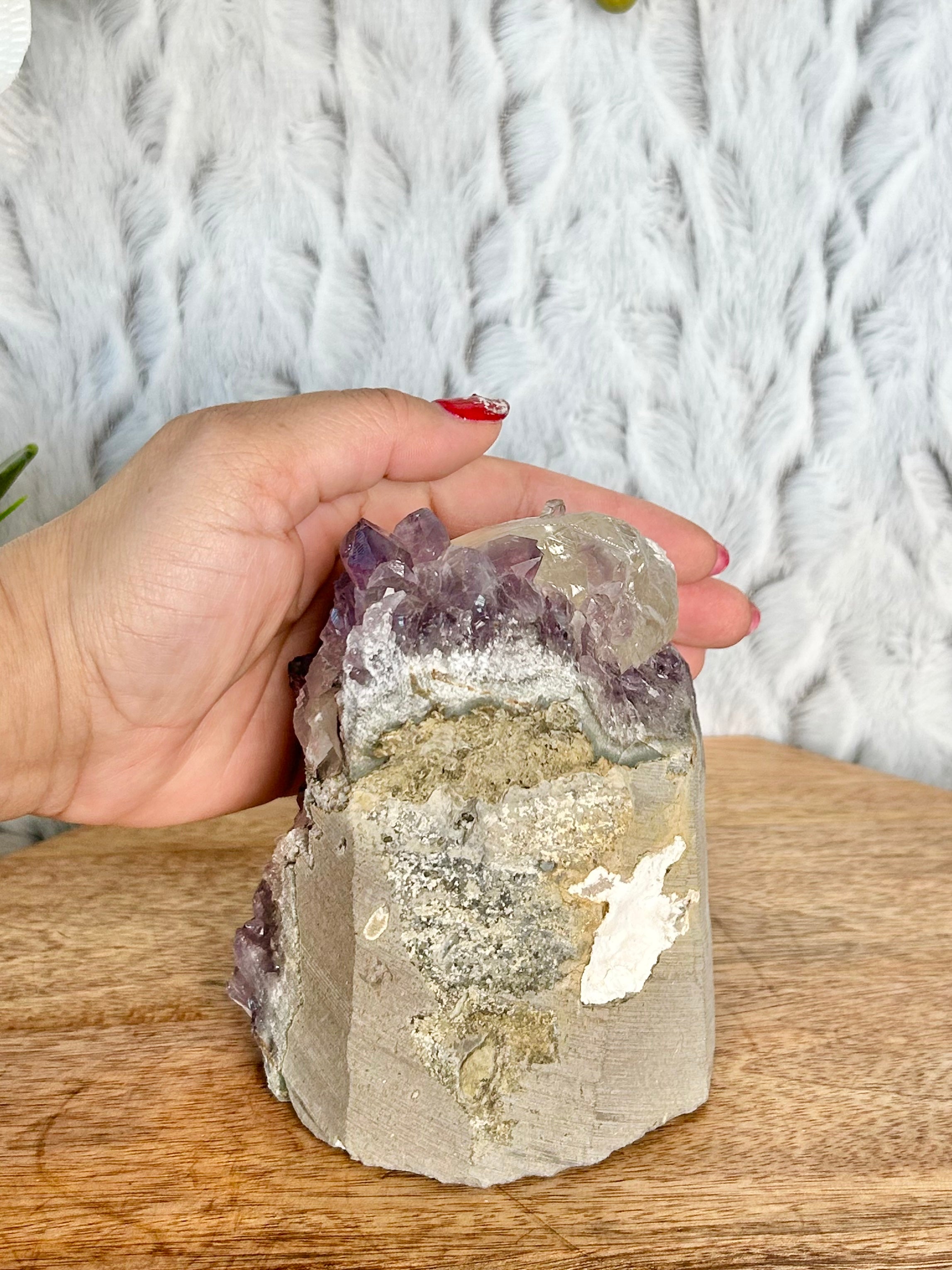 Amethyst Cut Base with Calcite