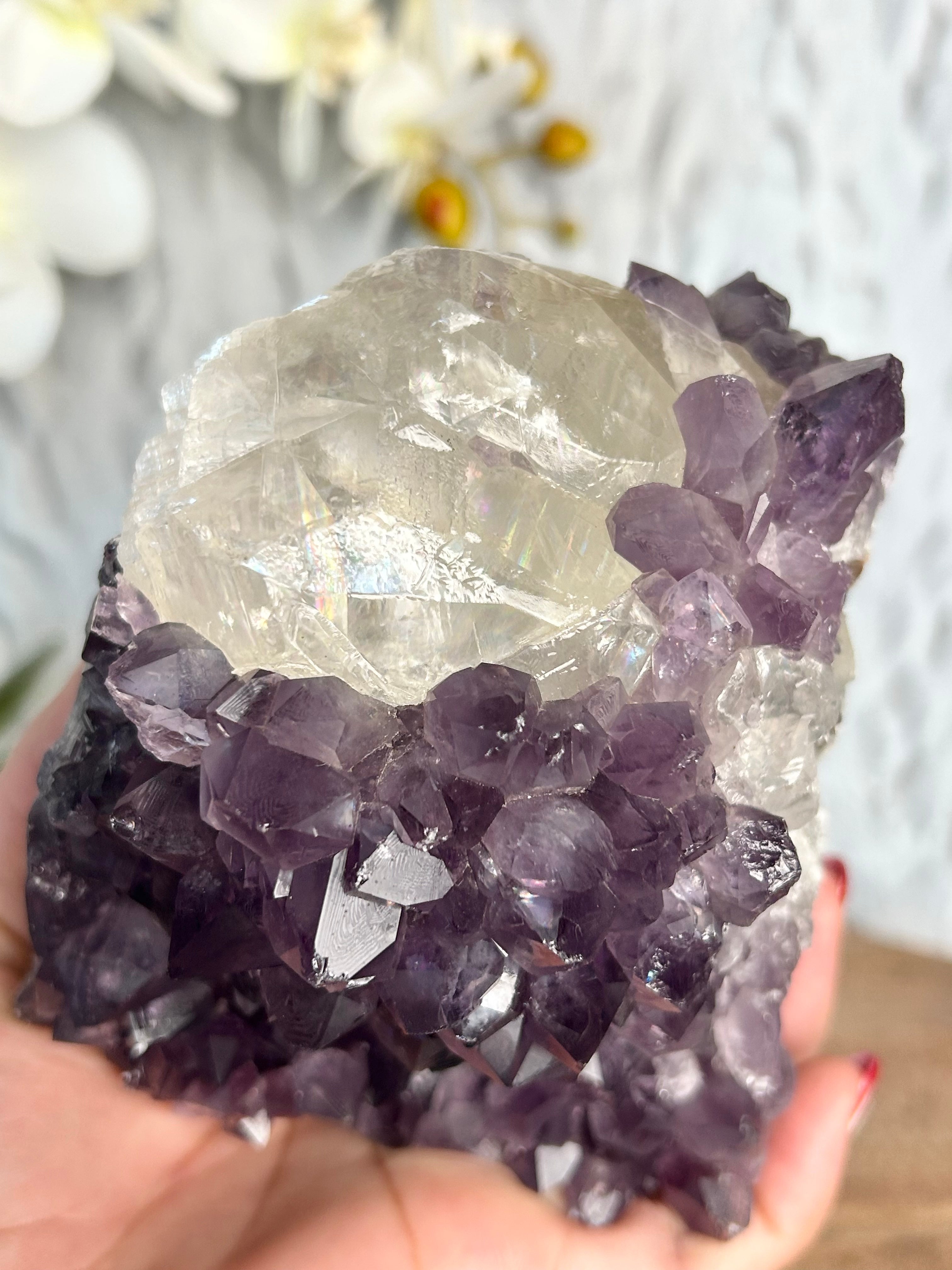 Amethyst Cut Base with Calcite