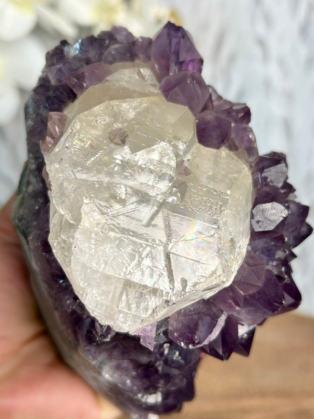 Amethyst Cut Base with Calcite