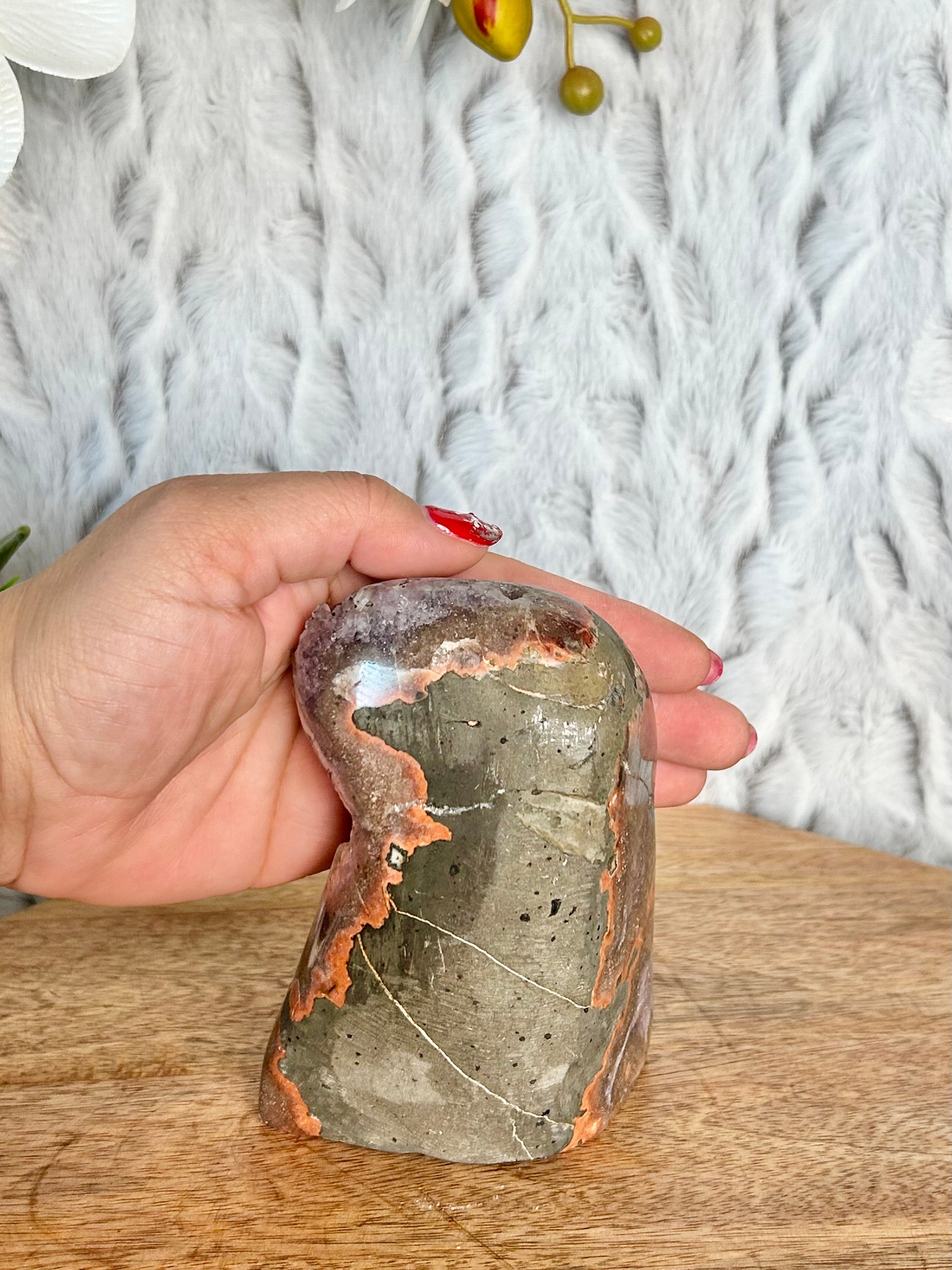 Unique Amethyst and Calcite Cut Base