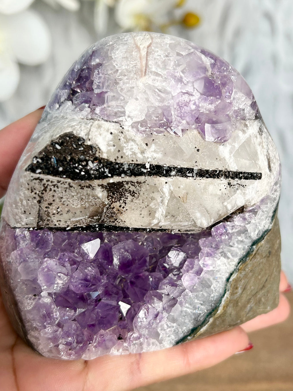 Amethyst Cut Base with Calcite