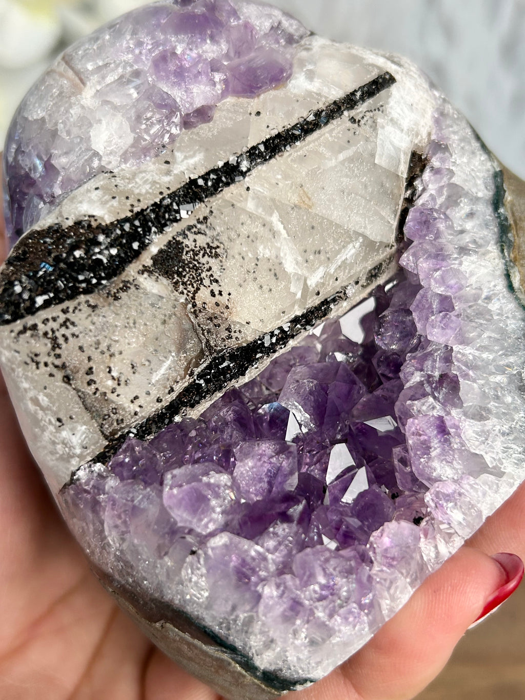 Amethyst Cut Base with Calcite